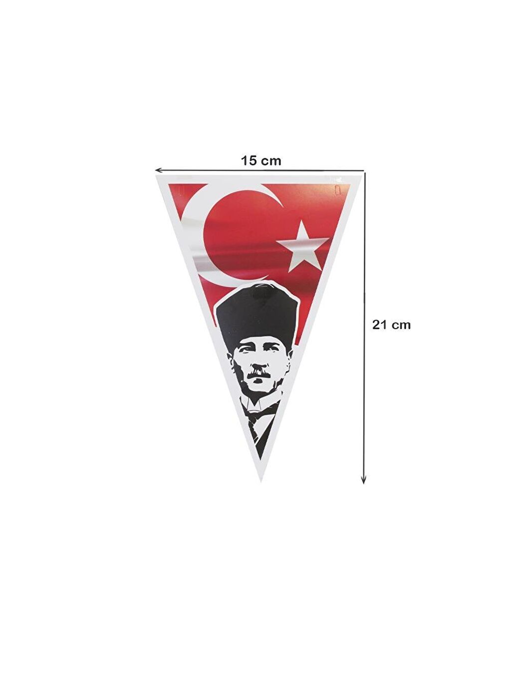 Kırmızı Atatürk Baskılı Üçgen Flama Bayrak  – Sınıf Okul Milli Bayram Dekoru-1