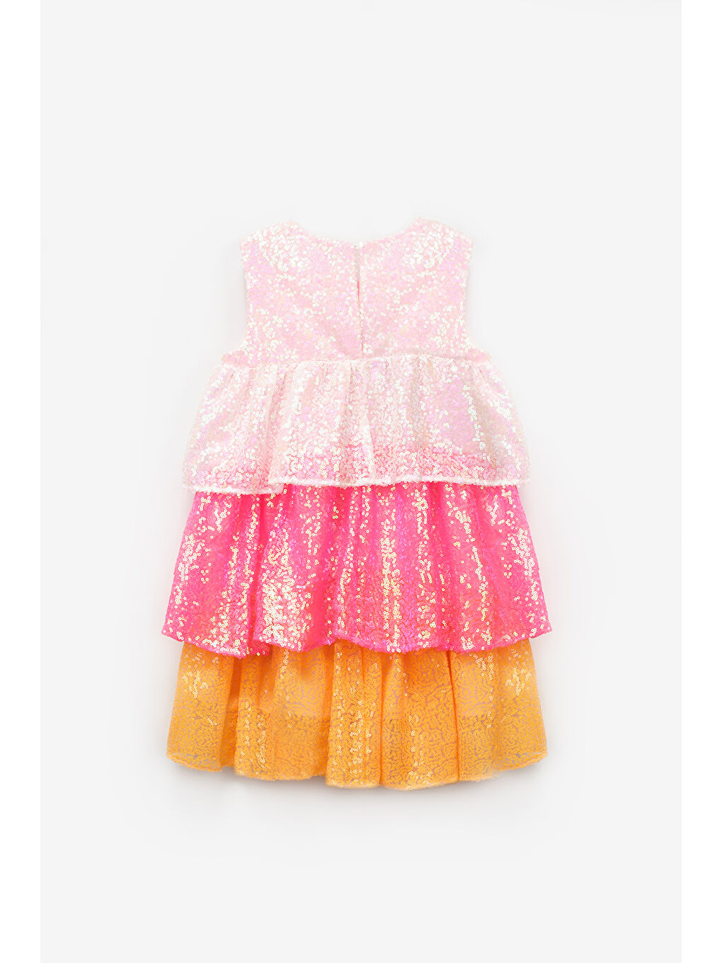 Beyaz Pullu Katlı Kız Çocuk Elbise - Lily-5