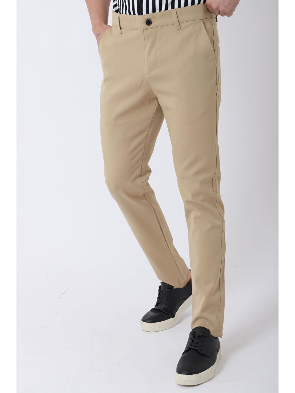 Bej Dar Paça Kumaş Erkek Pantolon DP_0396-1