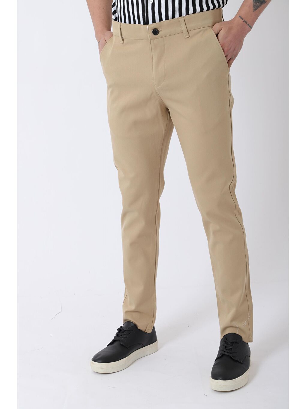 Bej Dar Paça Kumaş Erkek Pantolon DP_0396-2