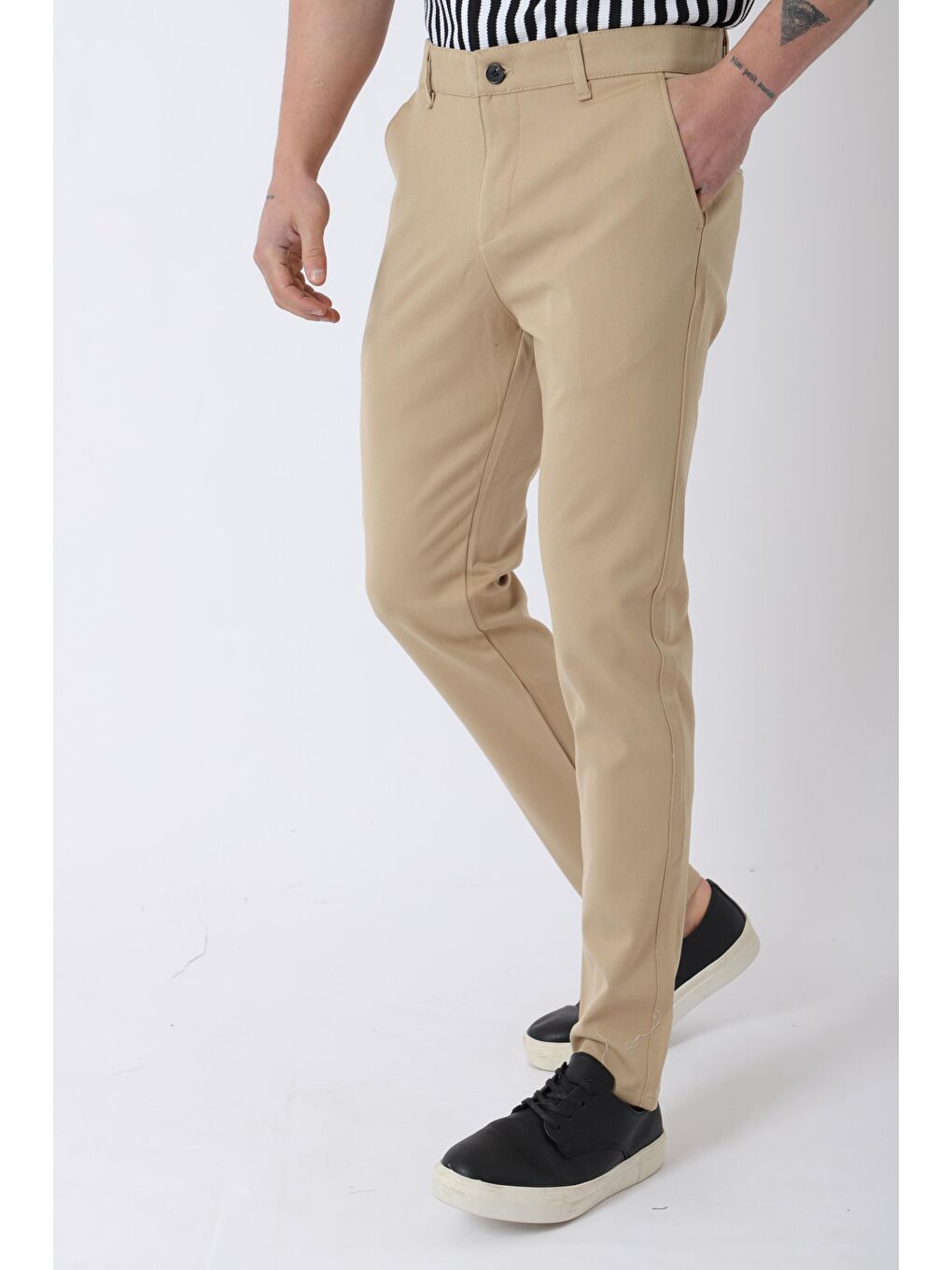 Bej Dar Paça Kumaş Erkek Pantolon DP_0396-3