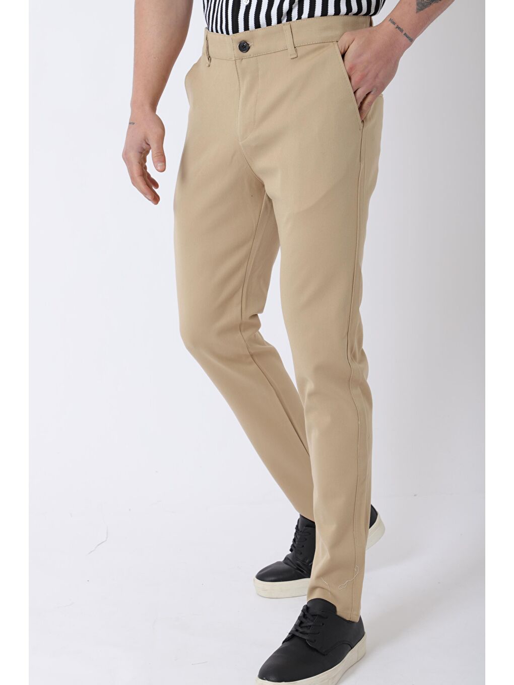 Bej Dar Paça Kumaş Erkek Pantolon DP_0396-6