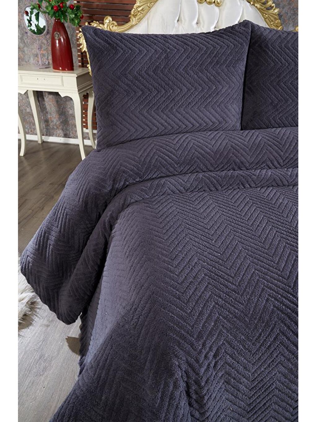 Ultrasonik Welsoft Çift Kişilik Yatak Örtüsü 230x250 Antrasit-2