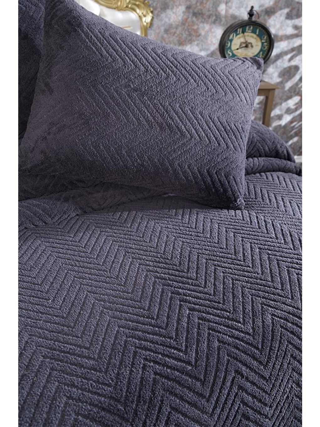Ultrasonik Welsoft Çift Kişilik Yatak Örtüsü 230x250 Antrasit-4