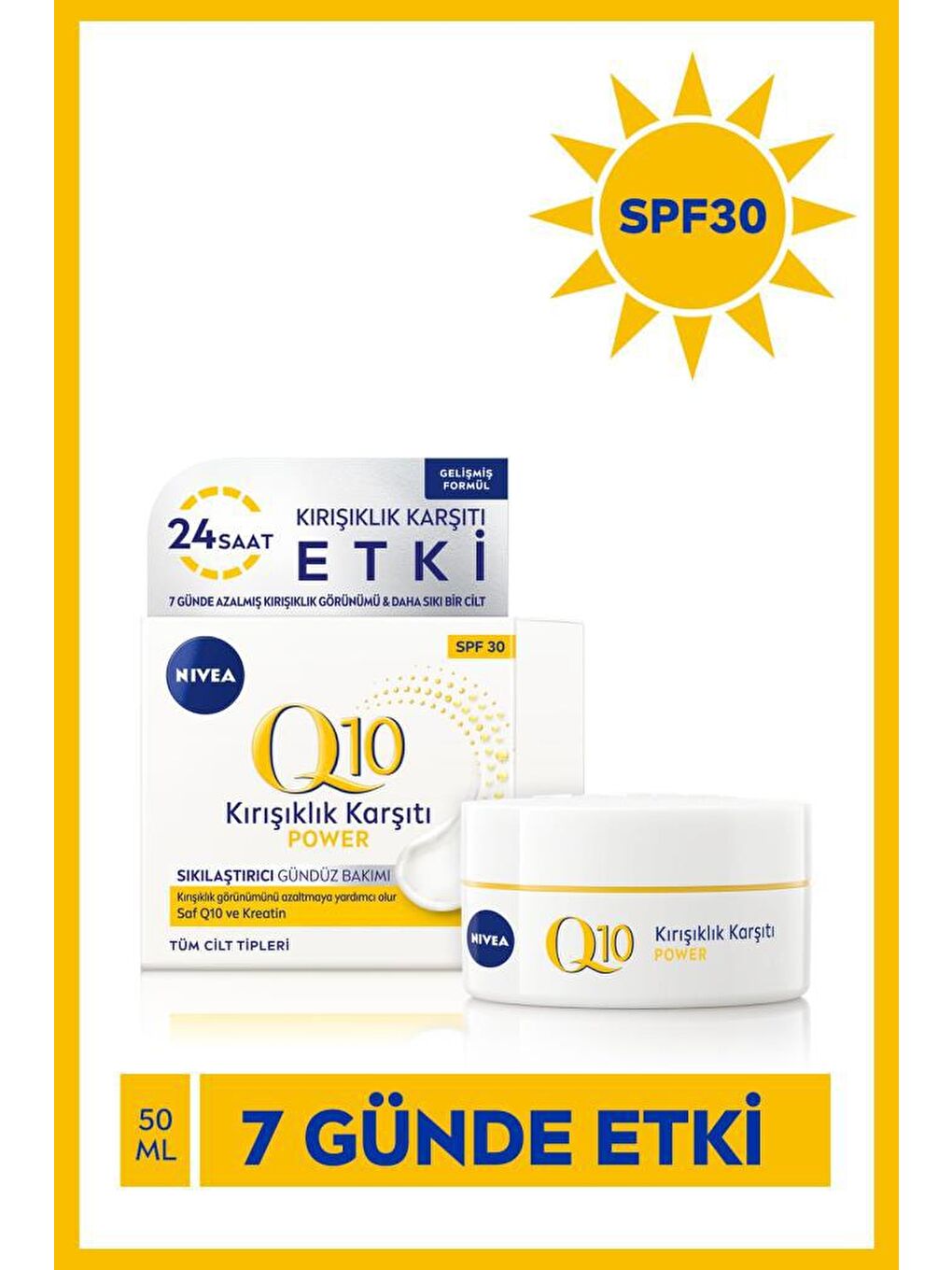 NIVEA Şeffaf Q10 Power Kırışıklık Karşıtı Ve Nemlendirici Gündüz Yüz Bakım Kremi Spf30 Yüksek Koruma 50 ml