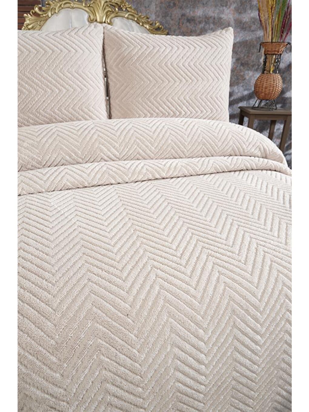 Kahverengi Ultrasonik Welsoft Çift Kişilik Yatak Örtüsü 230x250 Cappucino-2