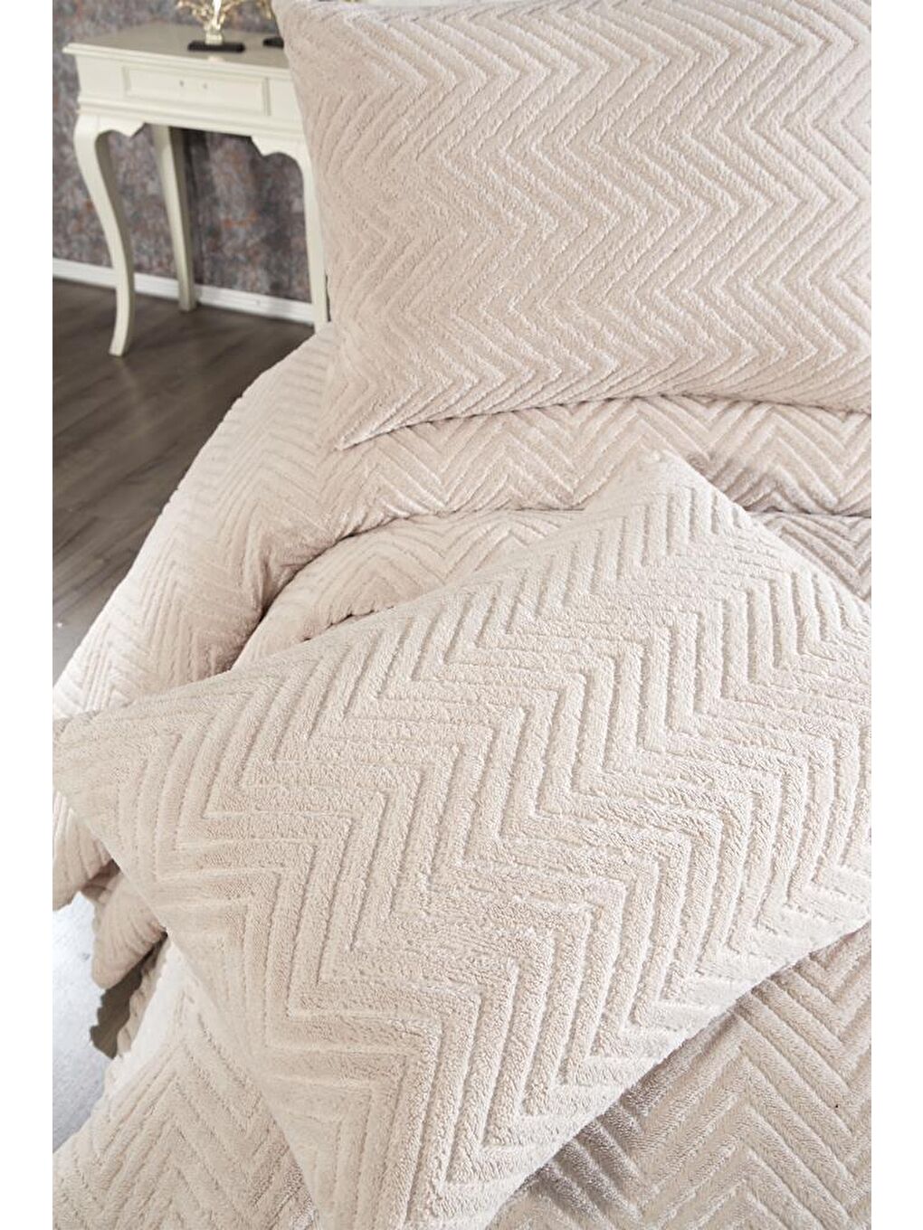 Kahverengi Ultrasonik Welsoft Çift Kişilik Yatak Örtüsü 230x250 Cappucino-4