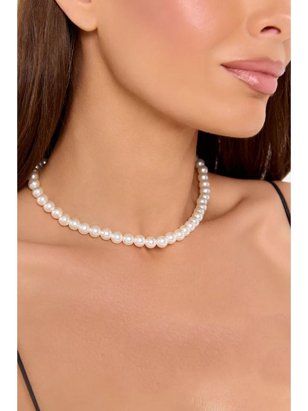 New Obsessions Beyaz Kurdelalı İnci Choker Kolye - 3