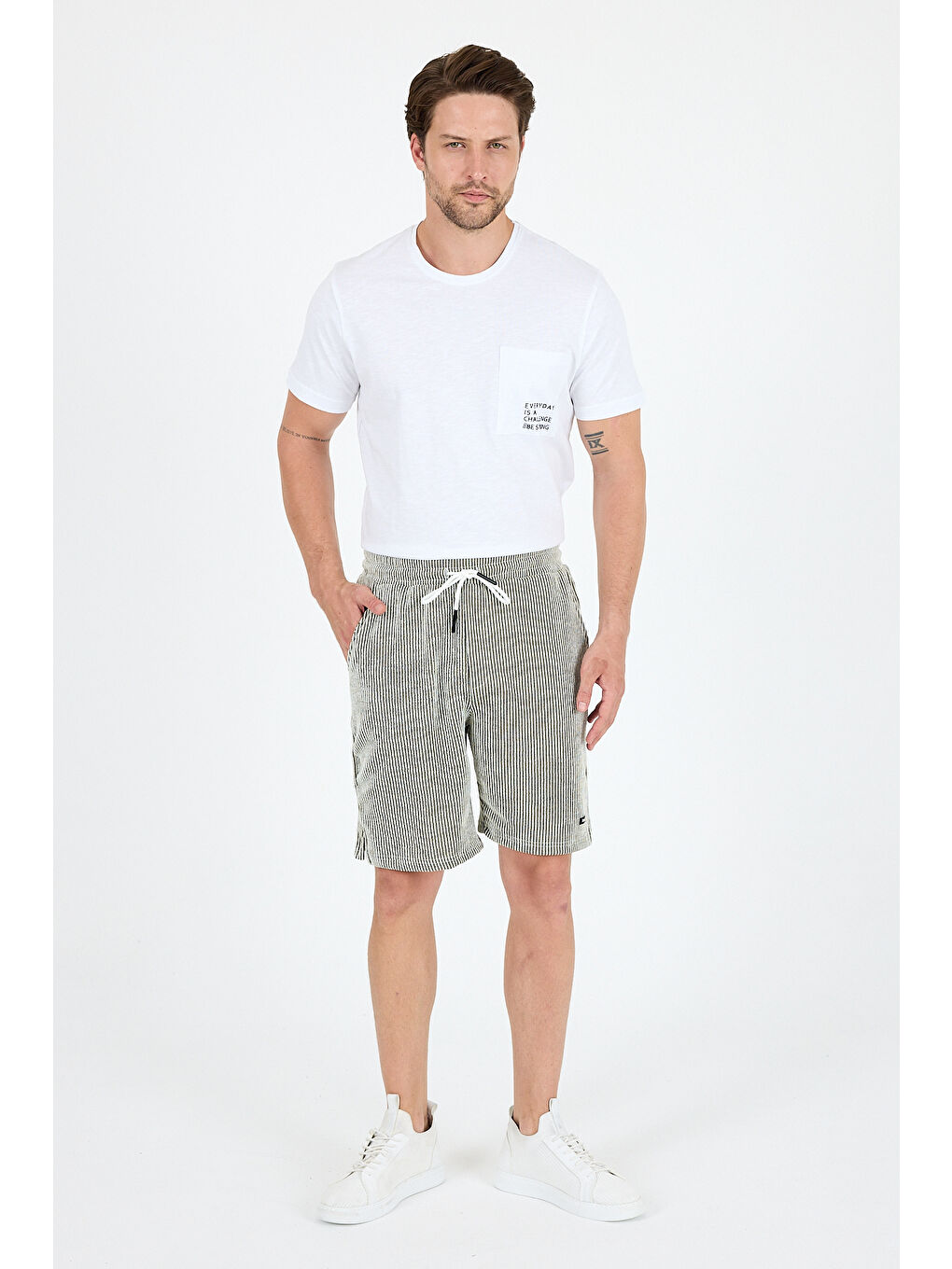 Haki Erkek Yan Cepli Esnek Spor Şort | Rahat Kalıp Günlük Şort | Yazlık Hafif ve Şort 2239