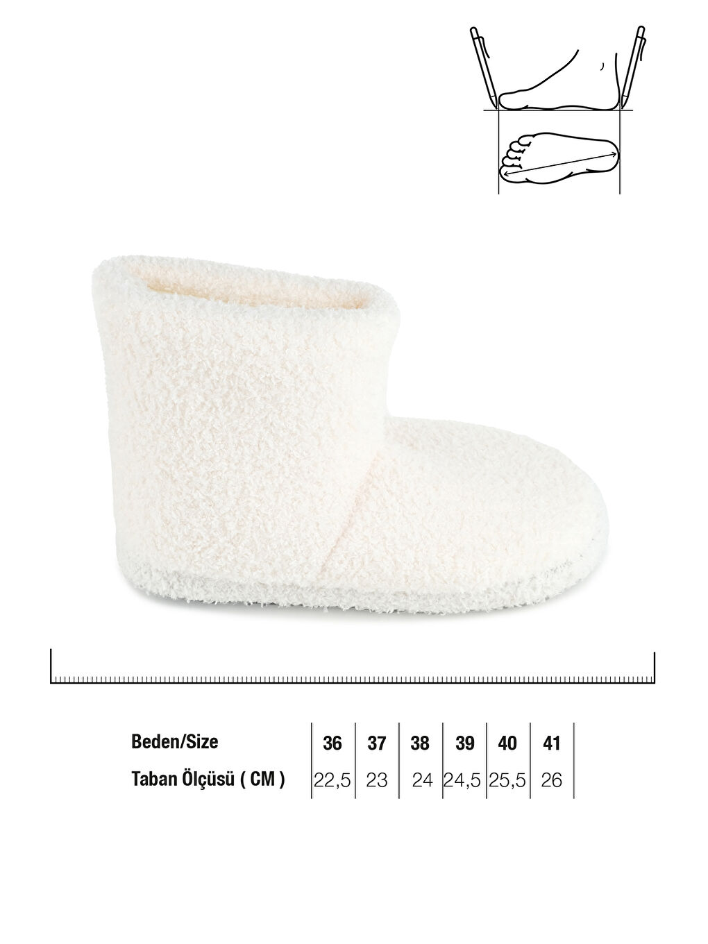 Beyaz Kışlık Ev İçi Kadın Panduf Bot-3
