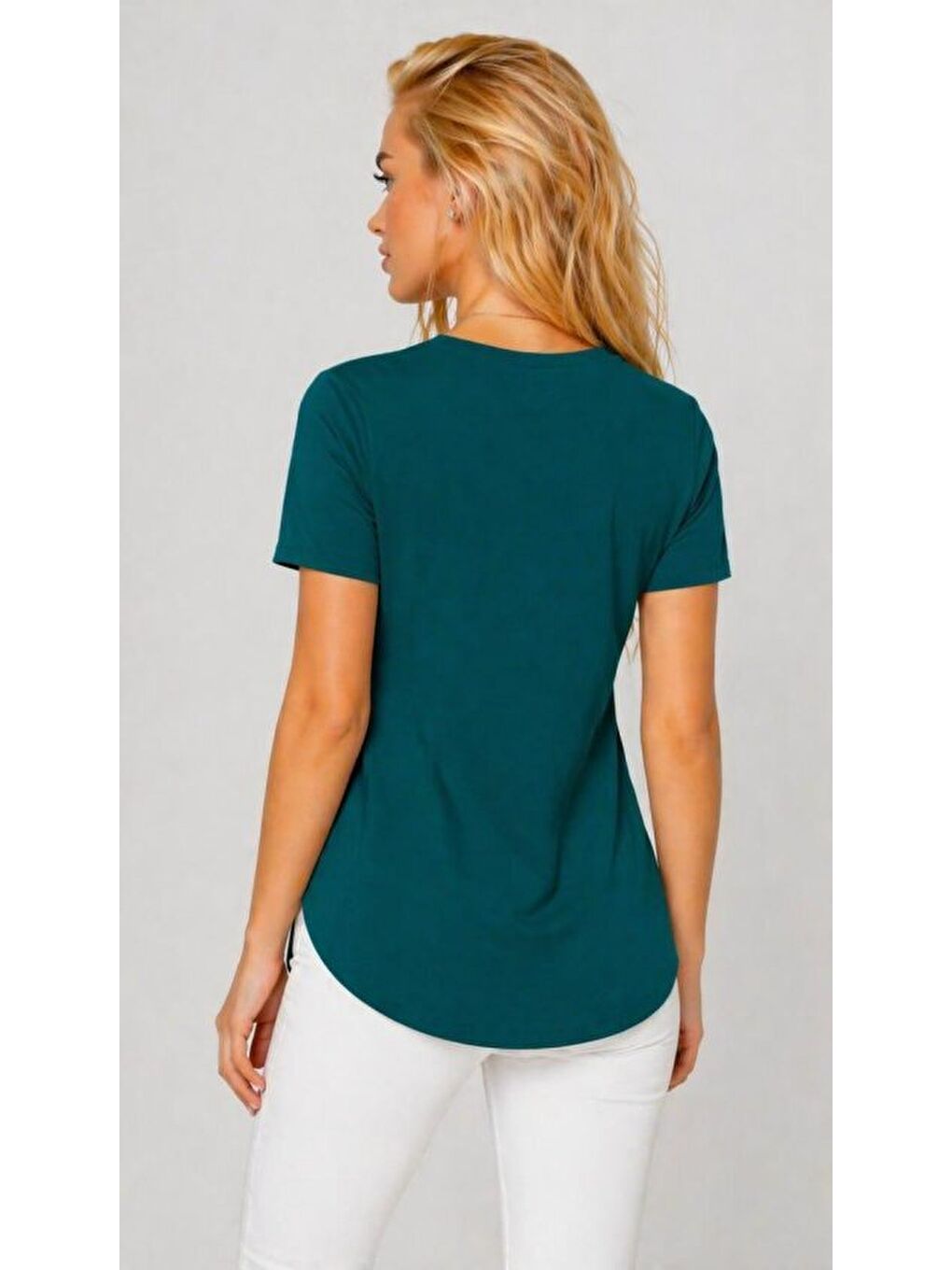 Yeşil Kadın Yırtmaç Detaylı Viskon Kumaş Bluz-1