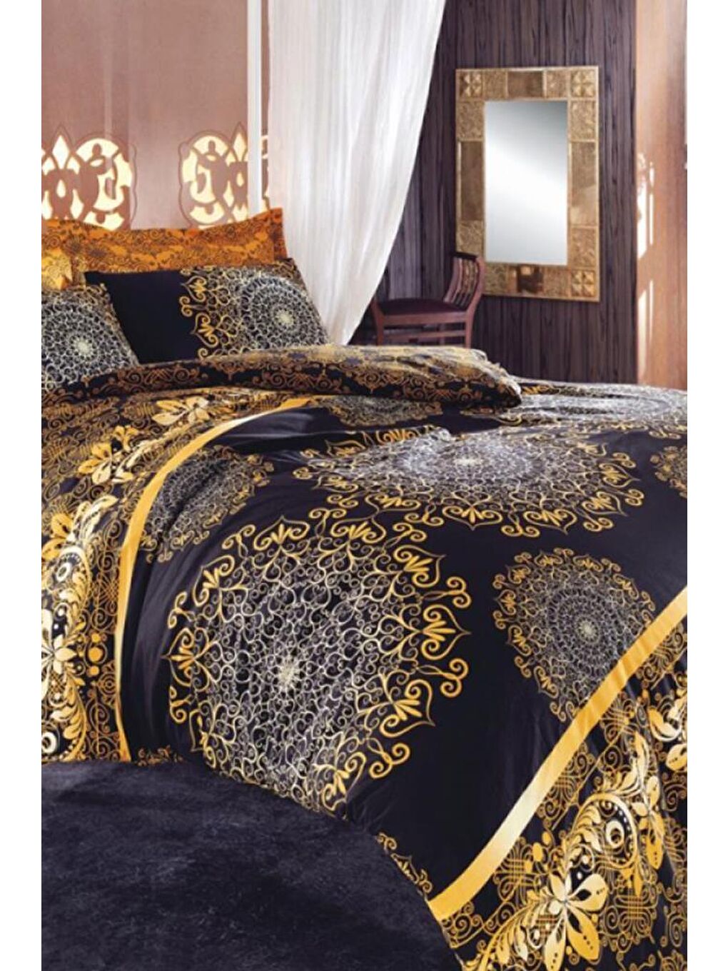 Osmanlı Çift Kişilik Nevresim Takımı Sarı-1