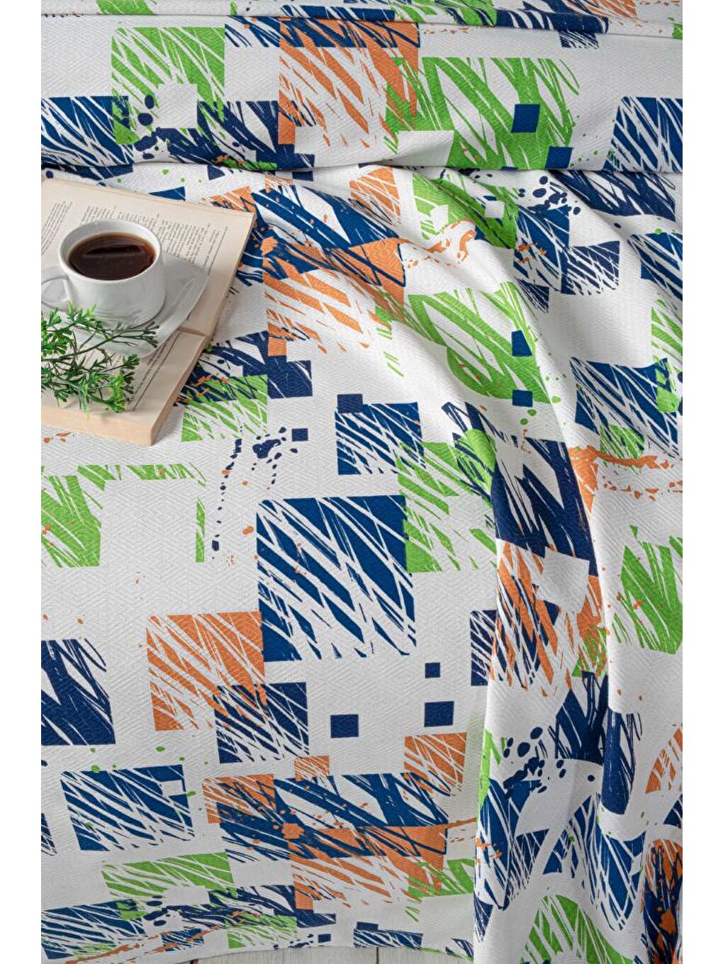 Yeşil Yade Tek Kişilik Pike Yatak Örtüsü 170 X 230-1