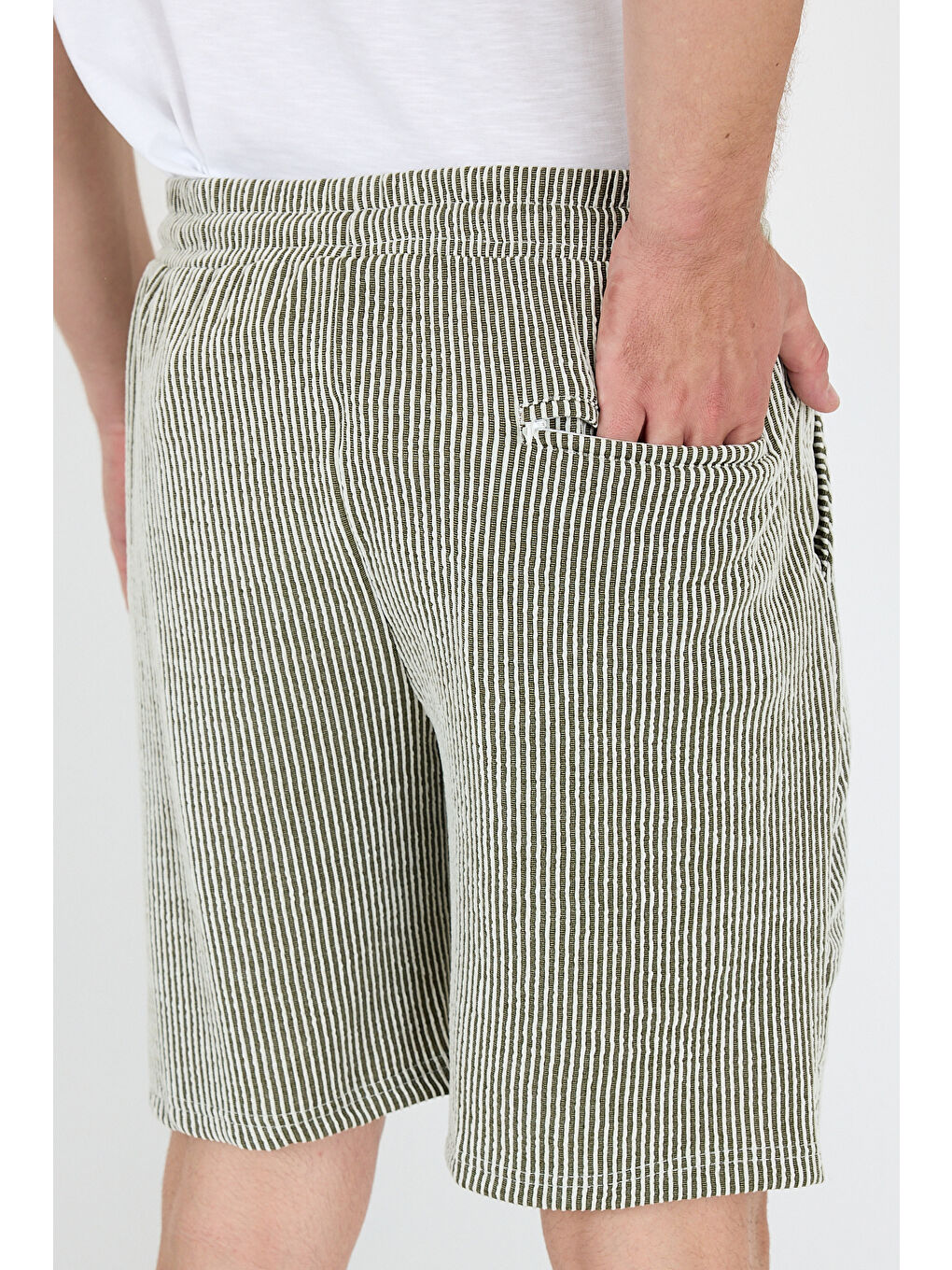 Haki Erkek Yan Cepli Esnek Spor Şort | Rahat Kalıp Günlük Şort | Yazlık Hafif ve Şort 2239-4