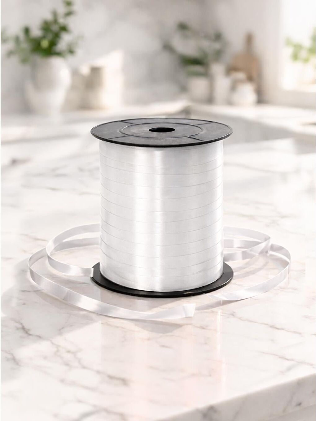 Beyaz Rafya Kurdele – Hediye Paketleme Balon Bağlama Şeridi 8 mm 200Mt