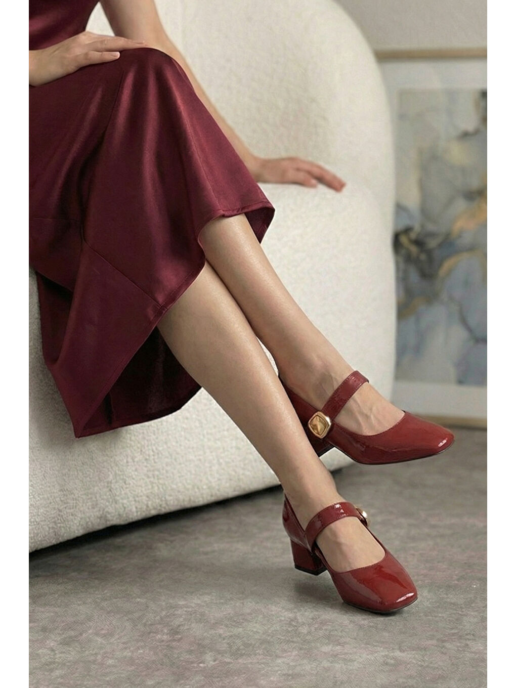 Bordo D0115 Günlük Ortopedik Klasik Topuklu Kadın Ayakkabı-2