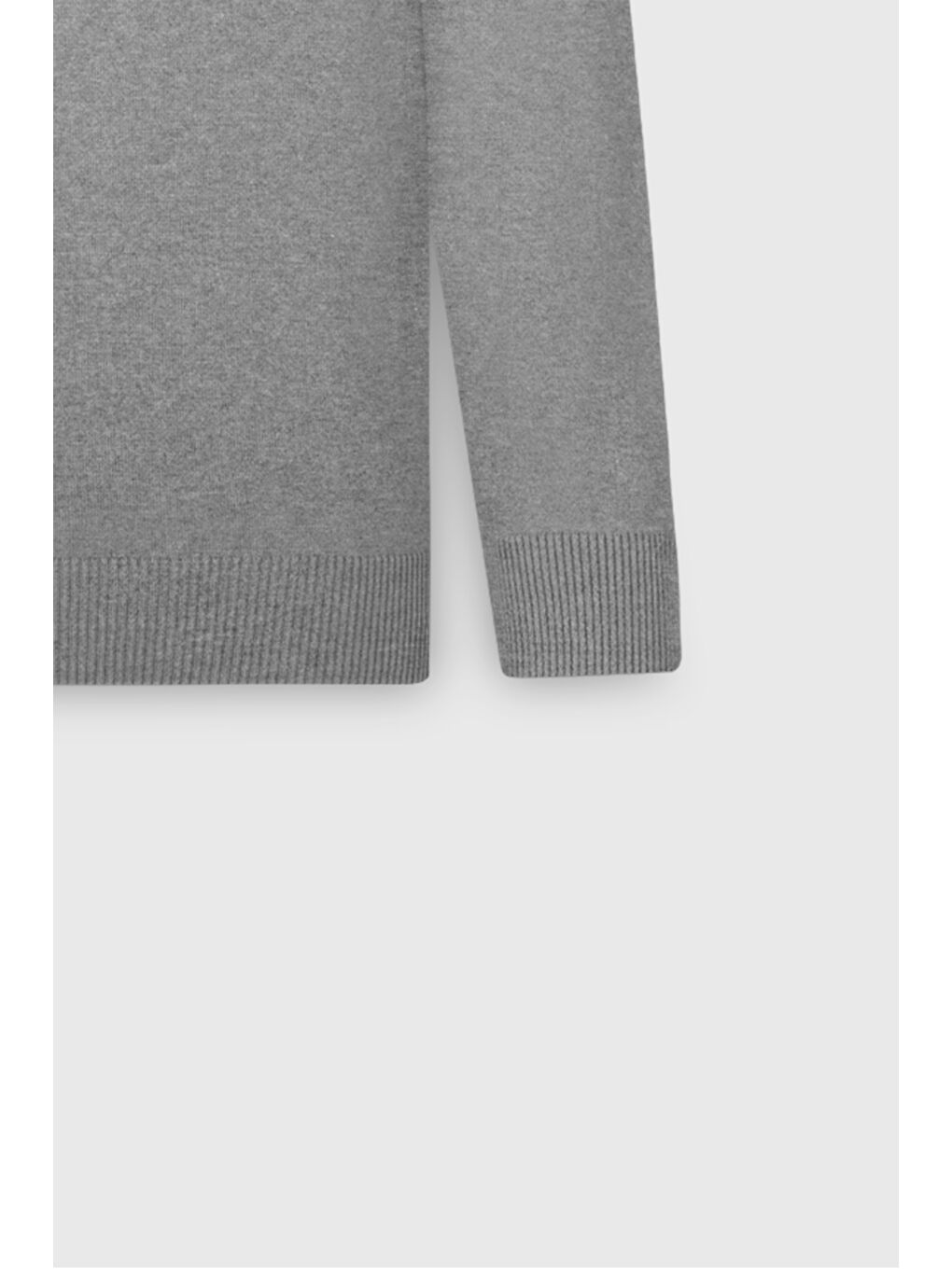 Erkek Gri Melanj Pamuklu Standart Fit Normal Kesim Bisiklet Yaka Triko Kazak-7