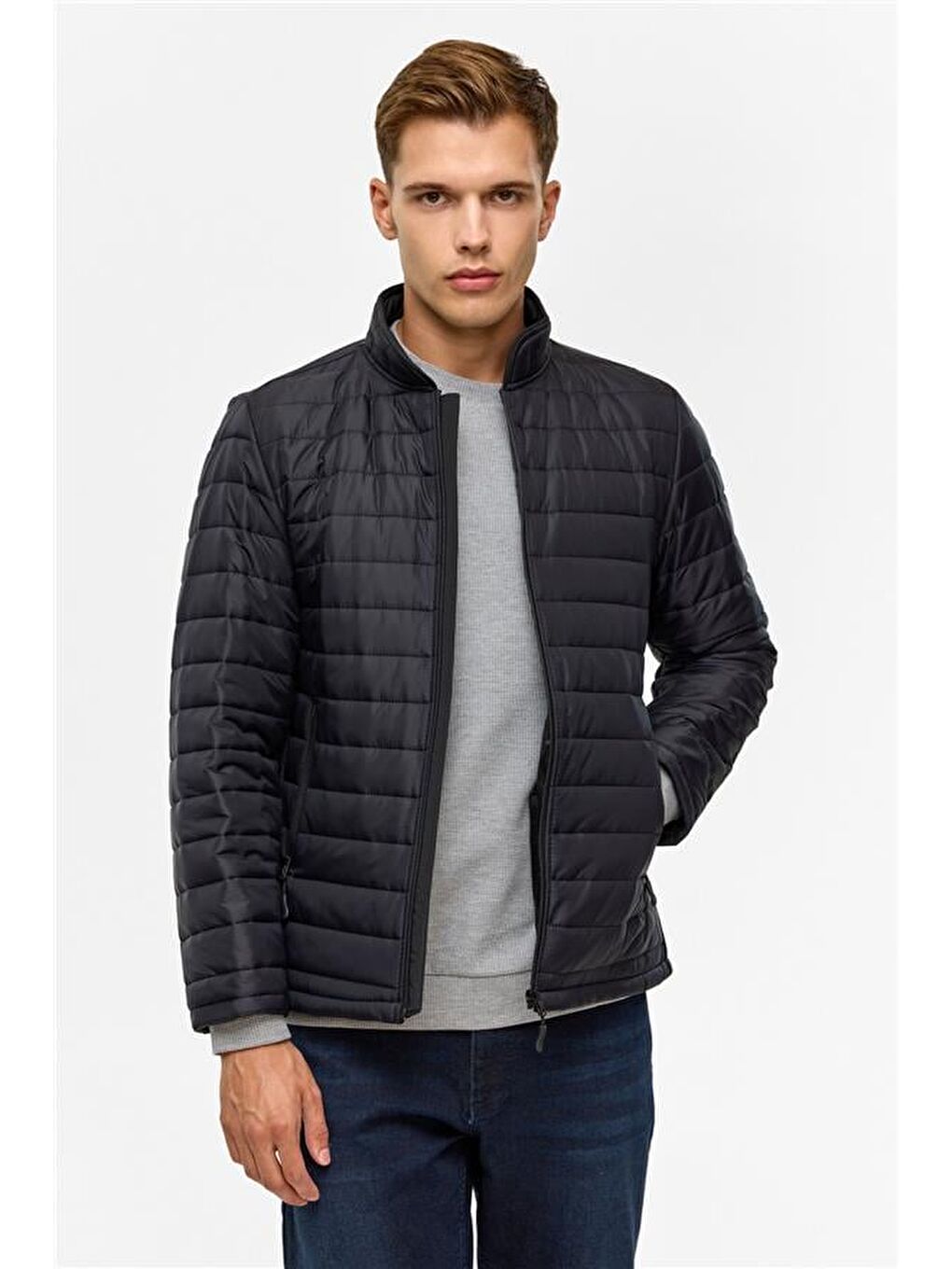 Siyah Slim Kapitone Şişme Mont-1