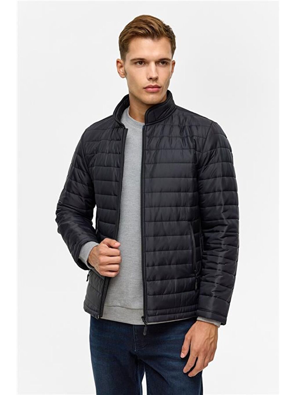 Siyah Slim Kapitone Şişme Mont-2