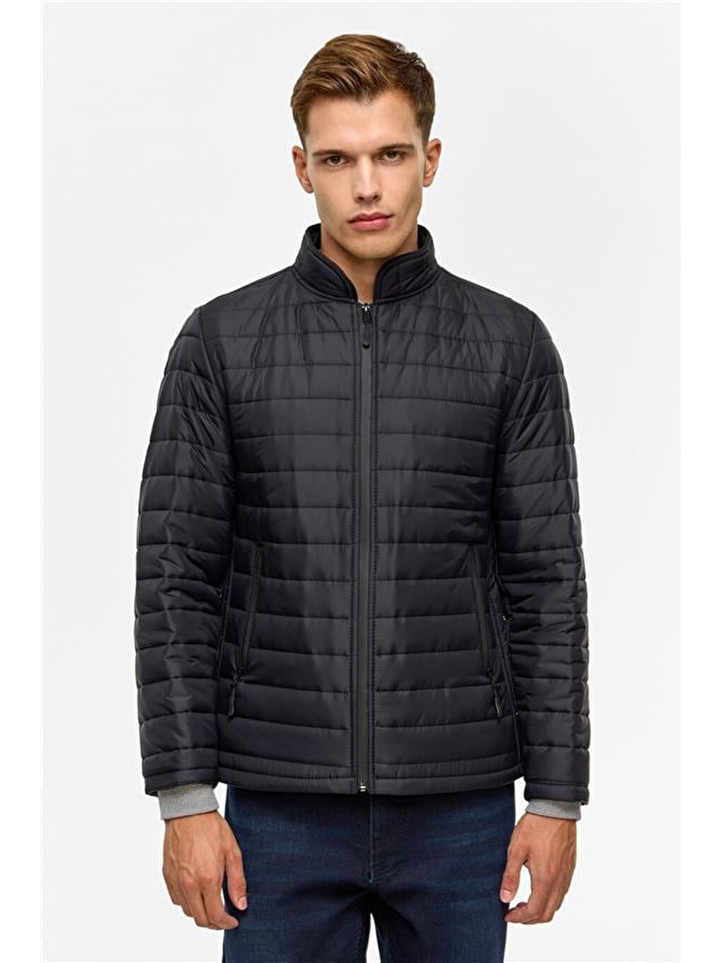 Siyah Slim Kapitone Şişme Mont-3