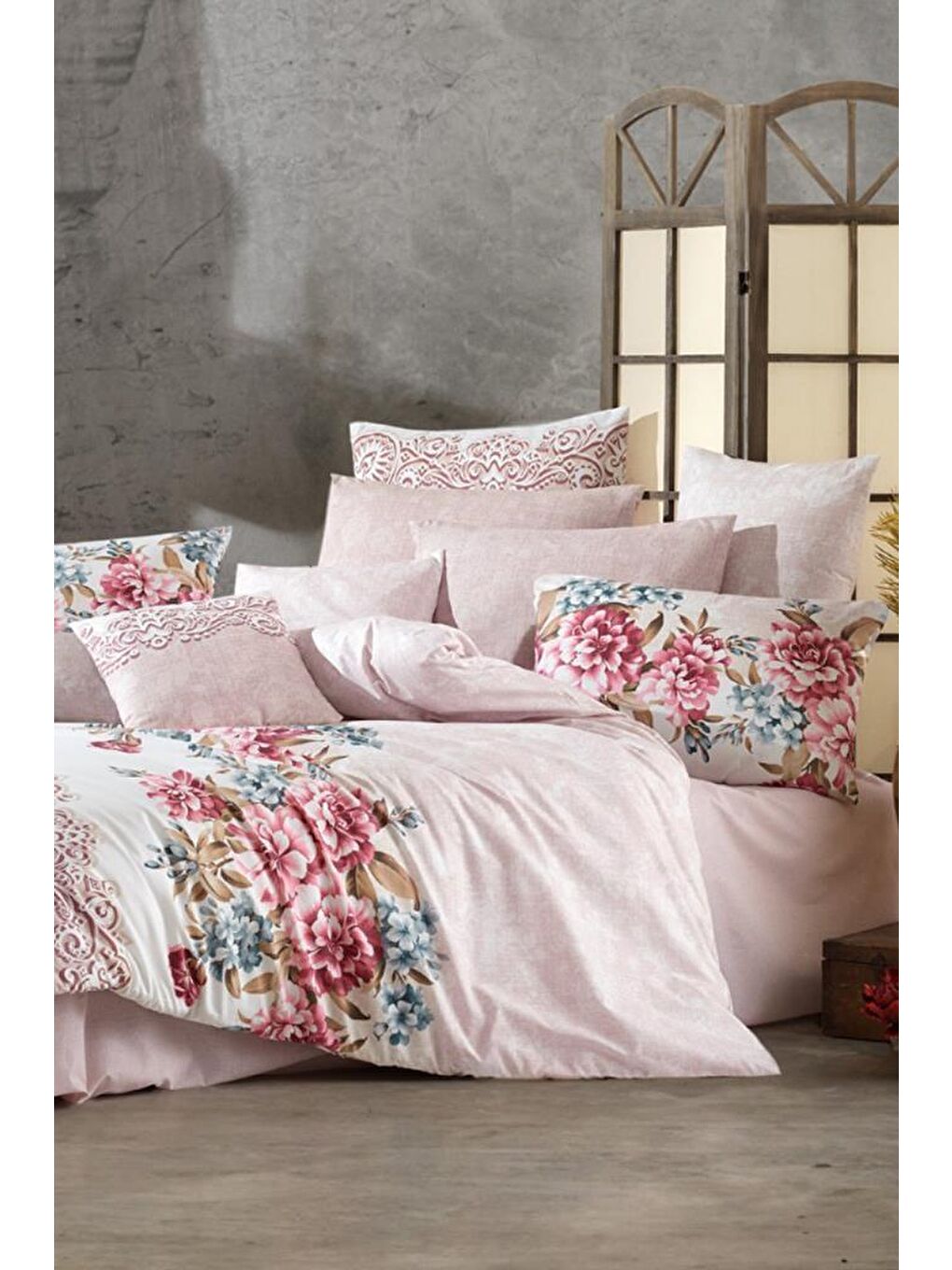 Pembe Grande Çift Kişilik Nevresim Takımı Pudra