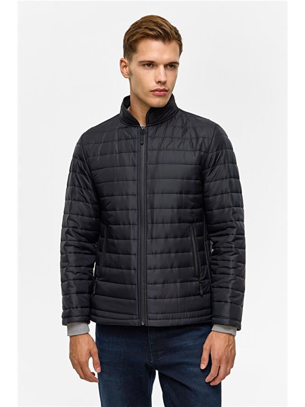 Siyah Slim Kapitone Şişme Mont-4