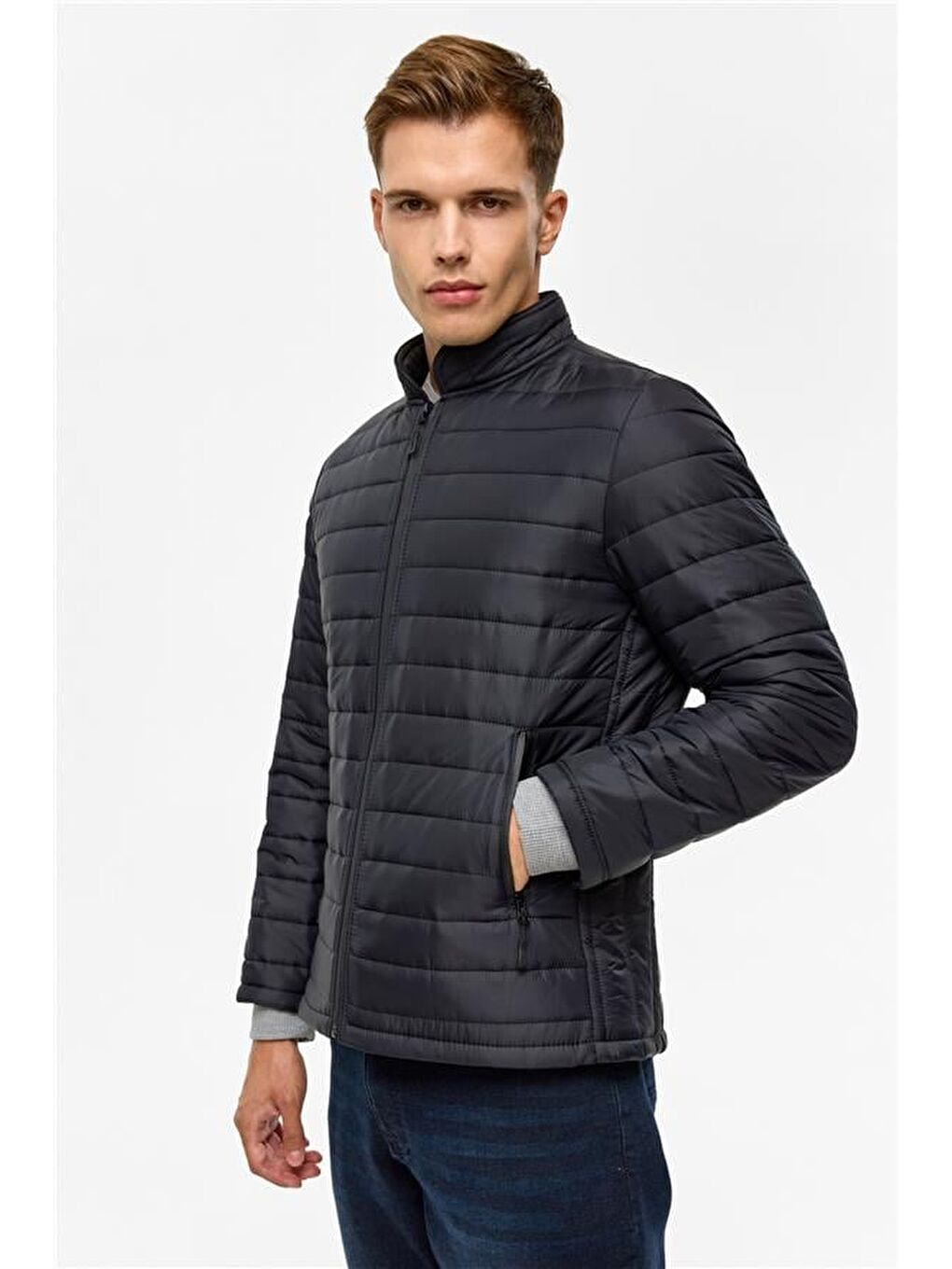 Siyah Slim Kapitone Şişme Mont-5