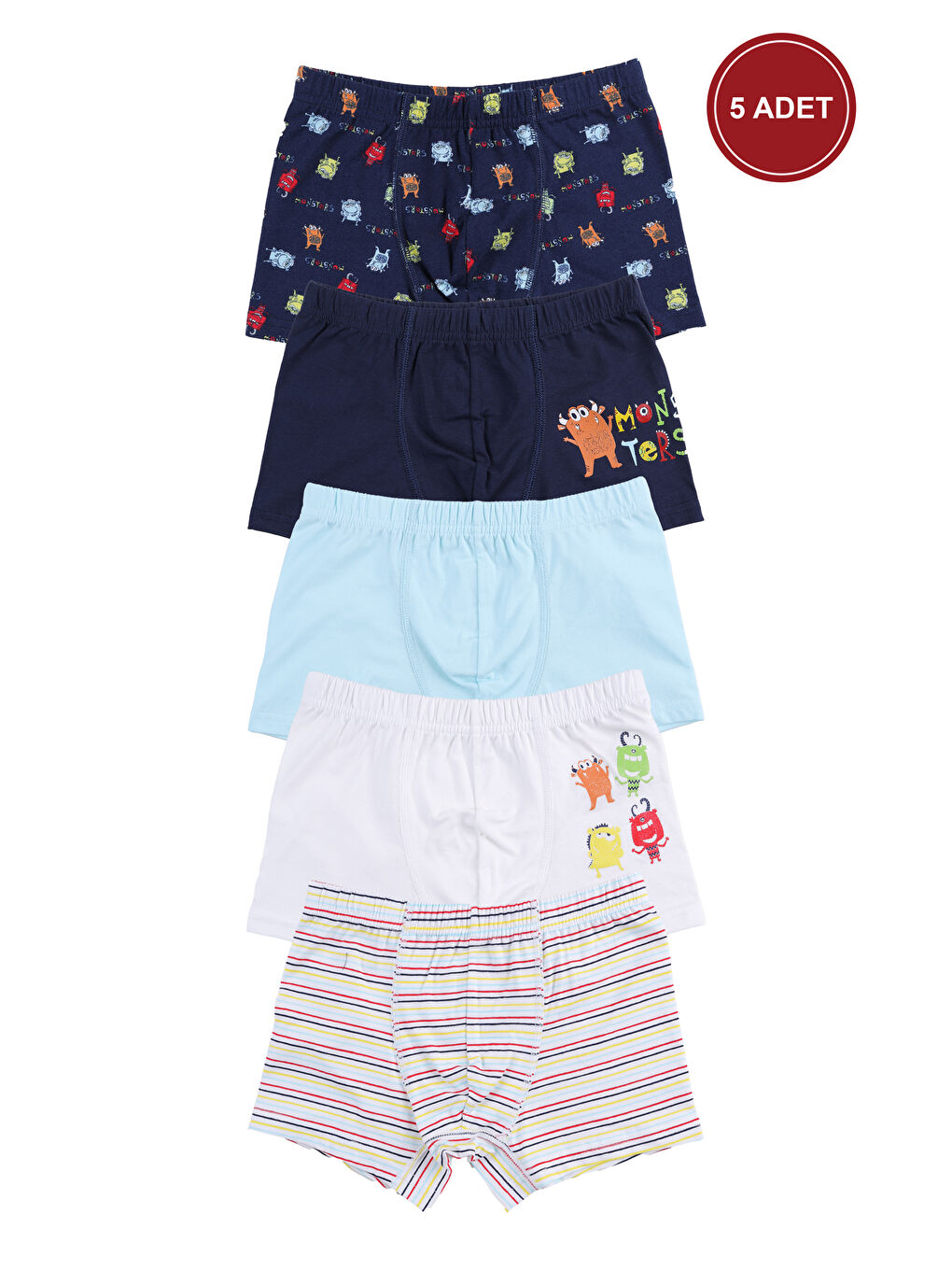 Mavi Erkek Çocuk Pamuklu 5'li Baskılı Boxer