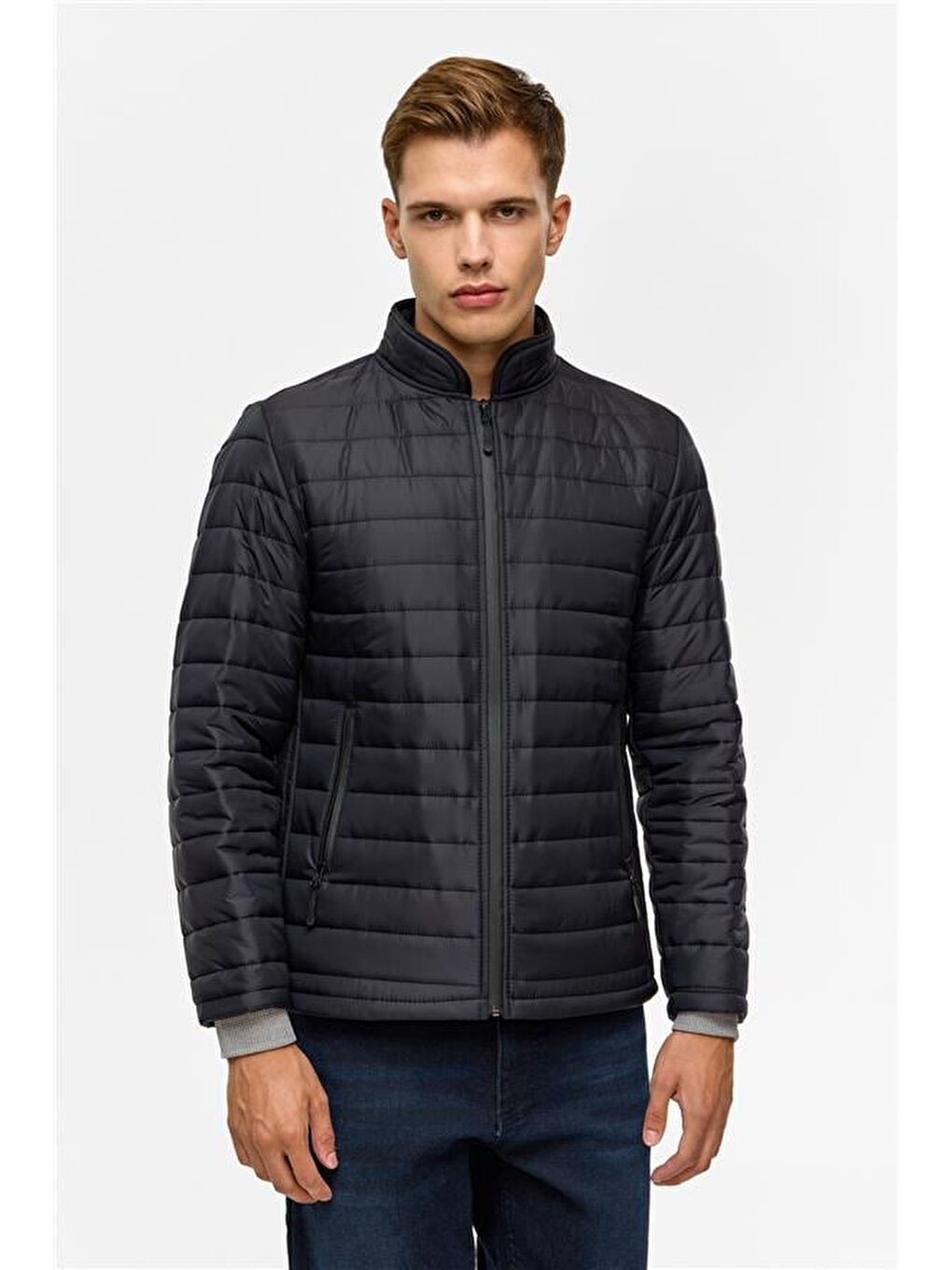 Siyah Slim Kapitone Şişme Mont-6