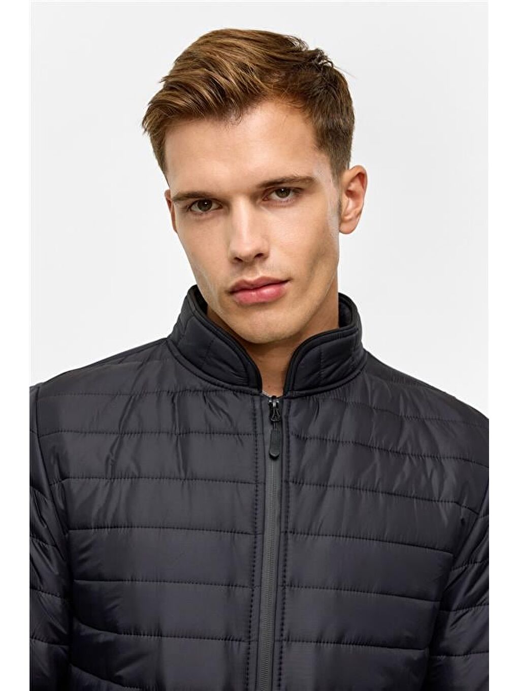 Siyah Slim Kapitone Şişme Mont-7