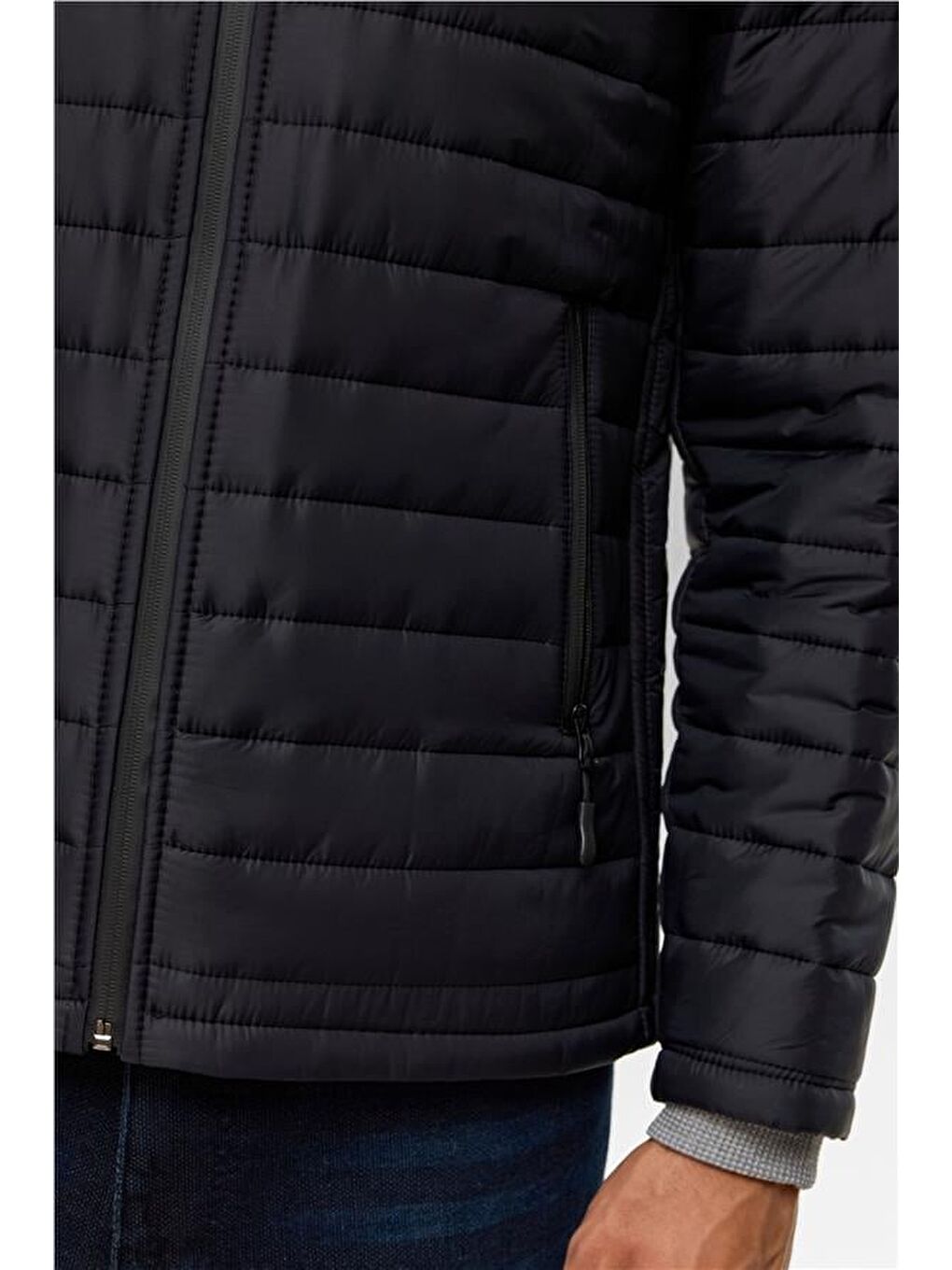 Siyah Slim Kapitone Şişme Mont-8