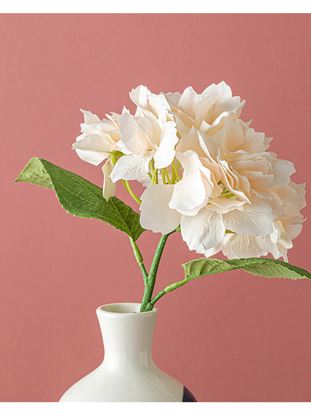 Bej Hortensia Tek Dal Yapay Çiçek