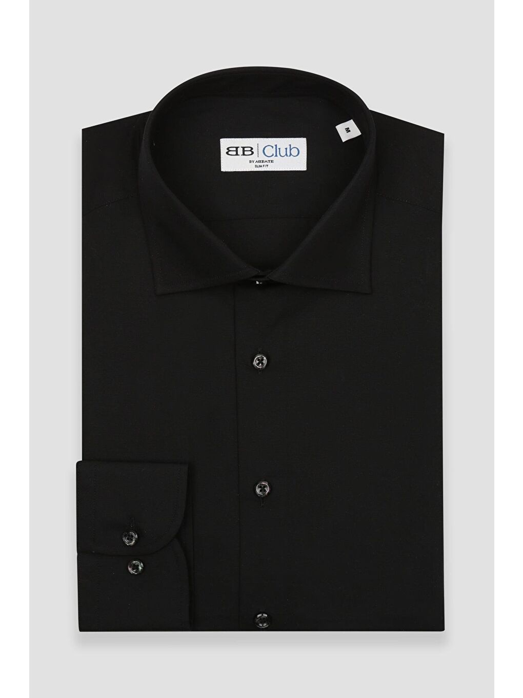 Bb Club Oscar Poplin Pamuk Polyester Slim Fit Siyah Klasik Yaka Erkek Düz Gömlek-2