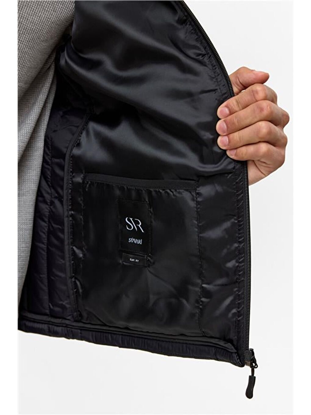 Siyah Slim Kapitone Şişme Mont-9