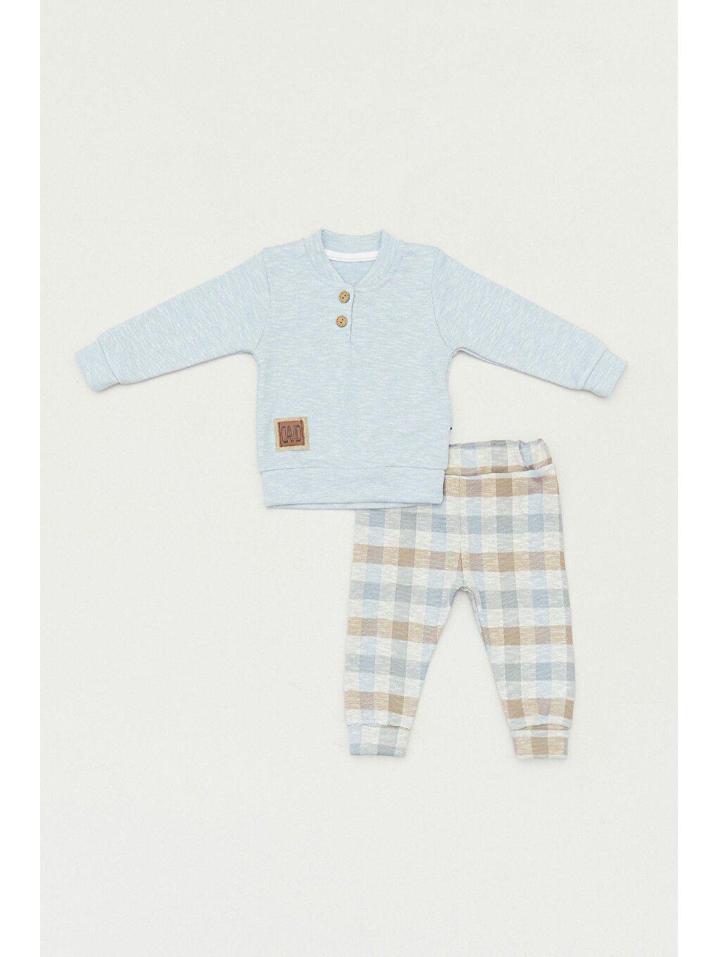 Bej Pötikare Baskılı Dik Yaka Erkek Çocuk Takım