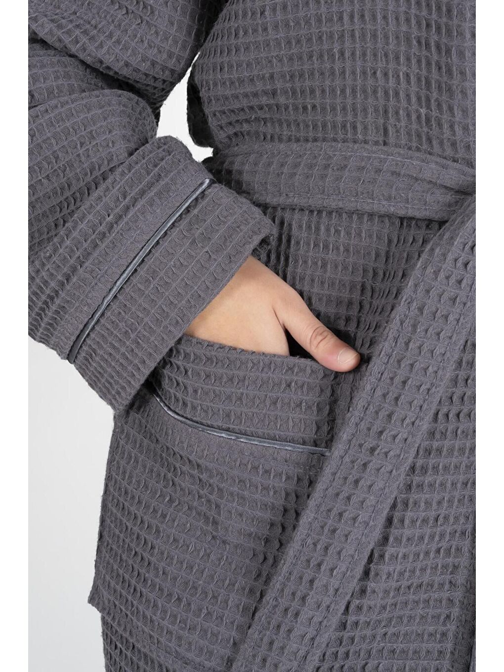 Antrasit Kaos Serisi Kimono Yaka Pike Bornoz Sabahlık-2