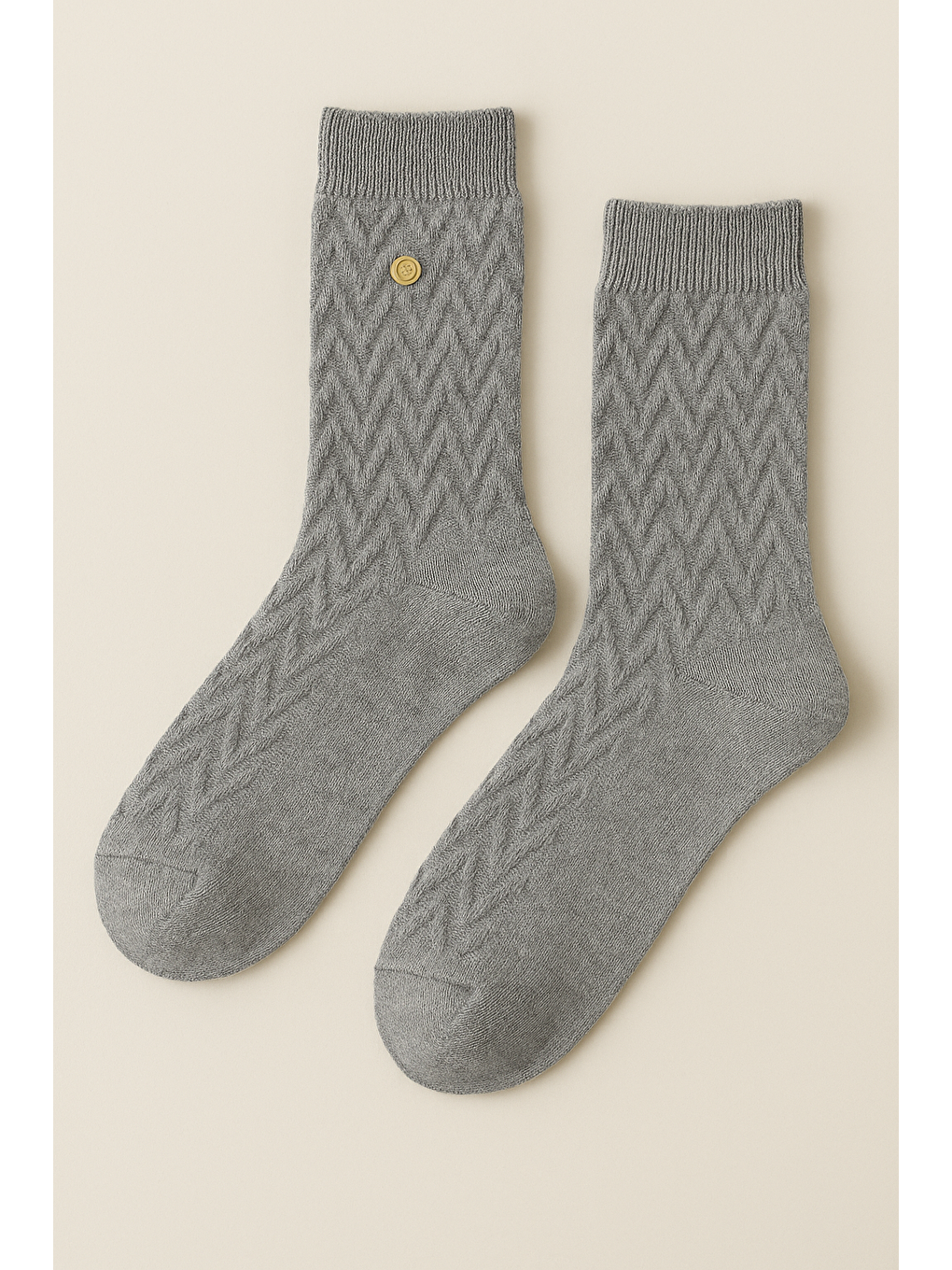 Kadın Zımbalı Yün Soket Çorap Gri Melanj