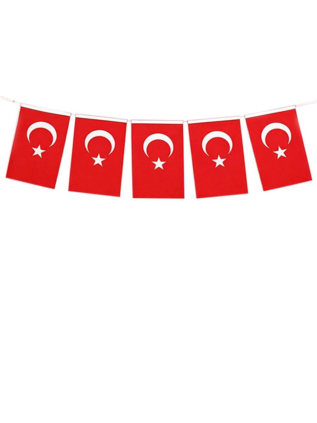 Kırmızı İpli Türk Bayrağı Milli Bayram Kağıt Asılabilir Bayrak 11X19 Cm 50'li-1
