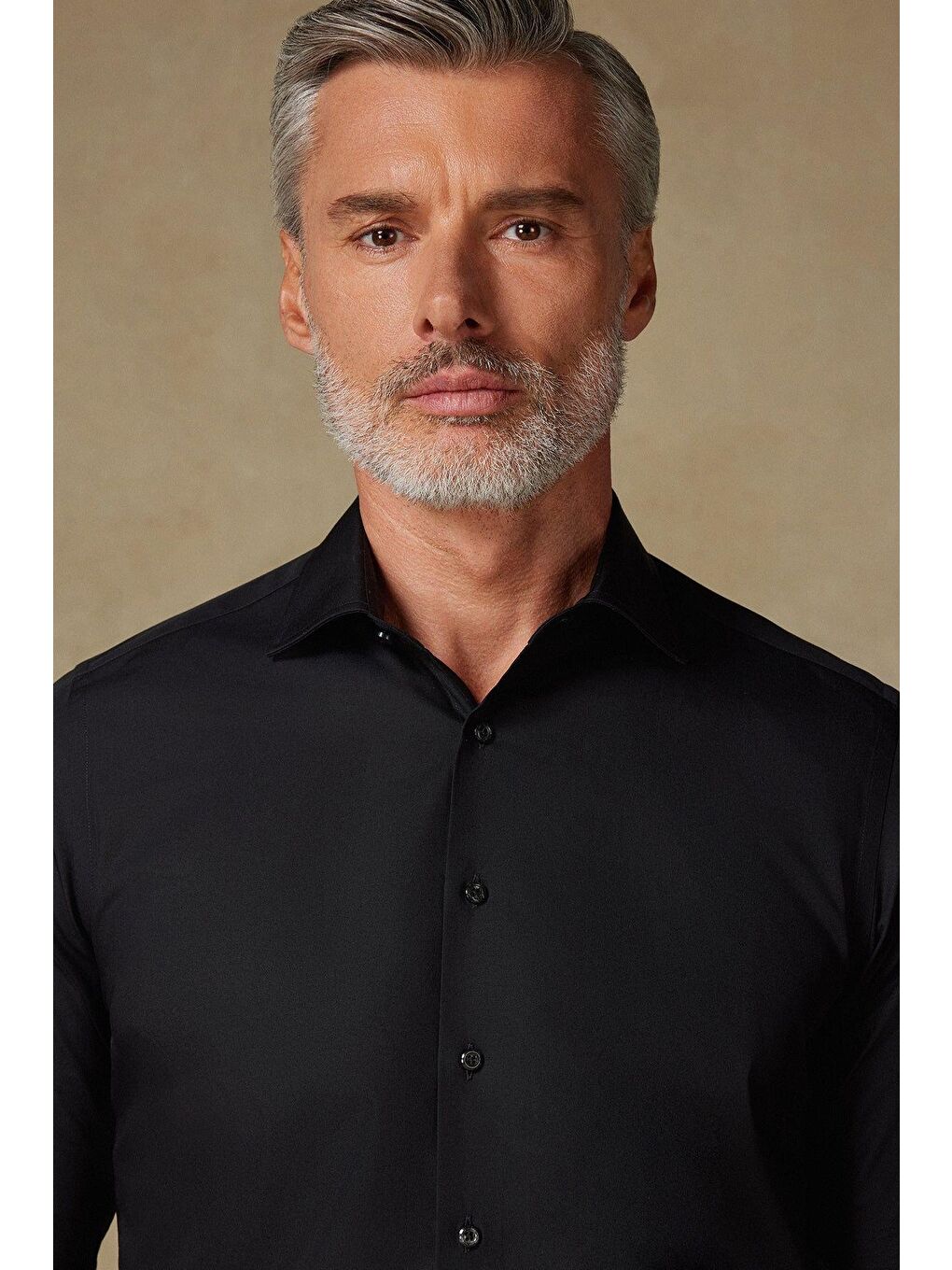 Bb Club Oscar Poplin Pamuk Polyester Slim Fit Siyah Klasik Yaka Erkek Düz Gömlek-5