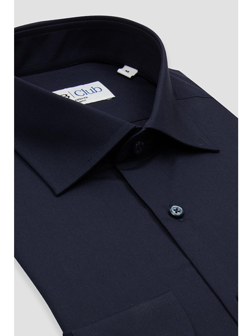 Bb Club Oscar Poplin Pamuk Polyester Slim Fit Lacivert Klasik Yaka Erkek Düz Gömlek-1