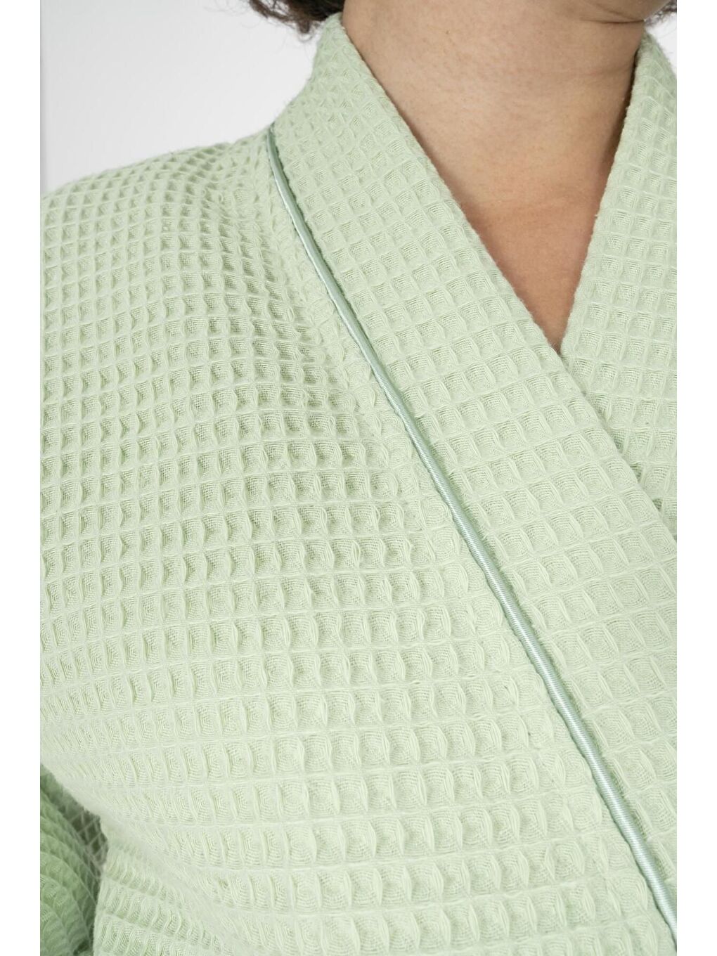 Yeşil Kaos Serisi Kimono Yaka Pike Bornoz Sabahlık-3