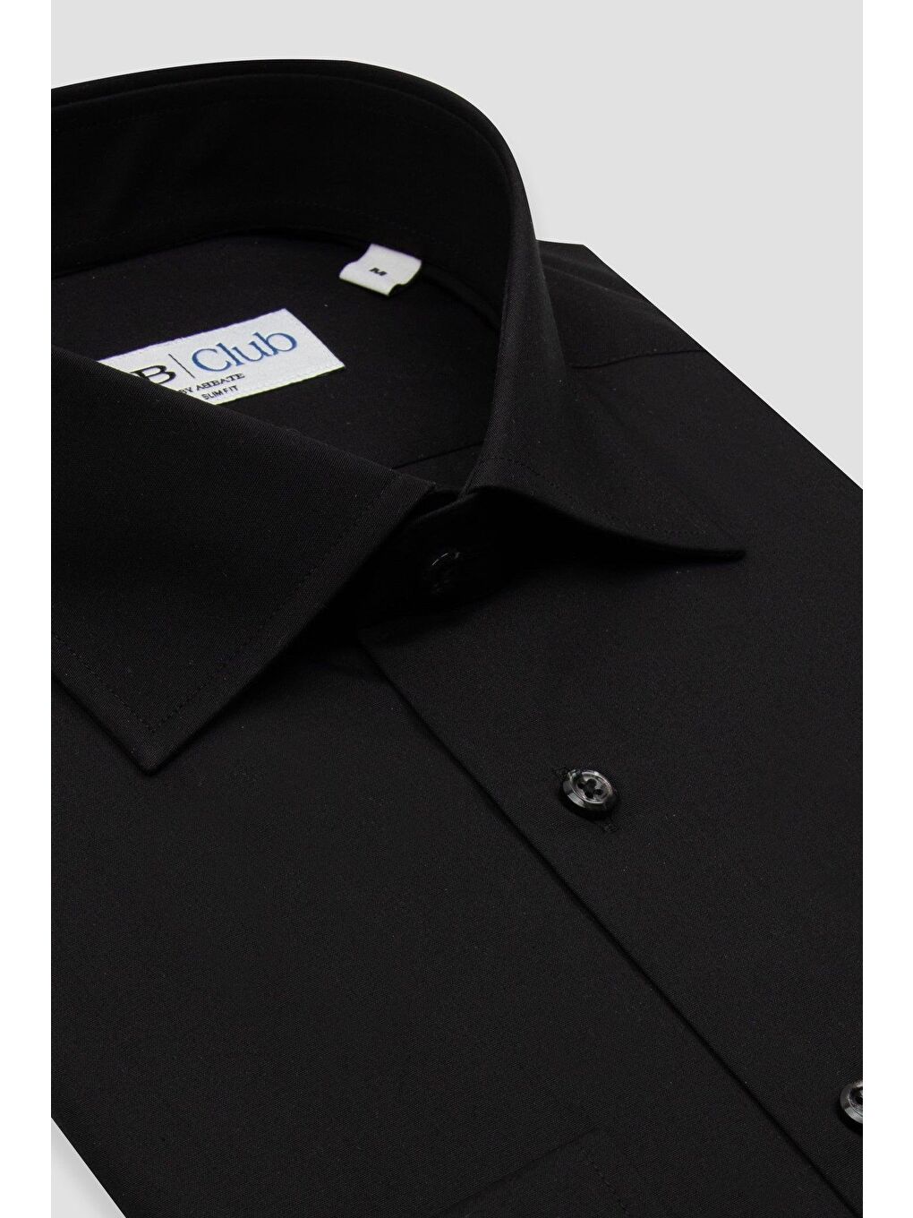 Bb Club Oscar Poplin Pamuk Polyester Slim Fit Siyah Klasik Yaka Erkek Düz Gömlek-6