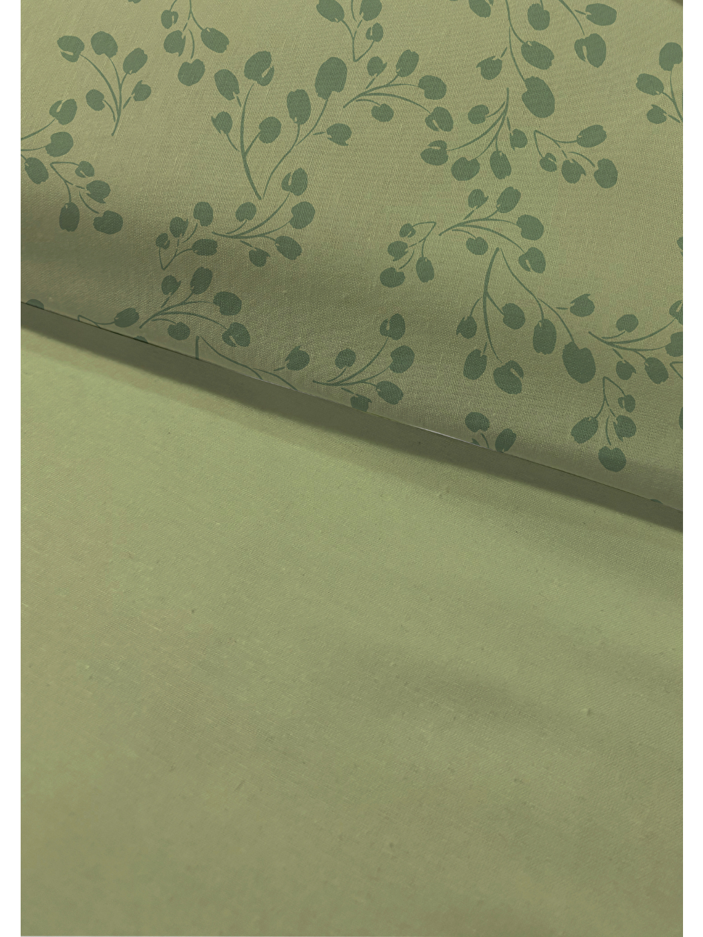 Çift Kişilik Pamuklu Nevresim Takımı - Yeşil Yaprak Desenli (Çarşafsız)-2