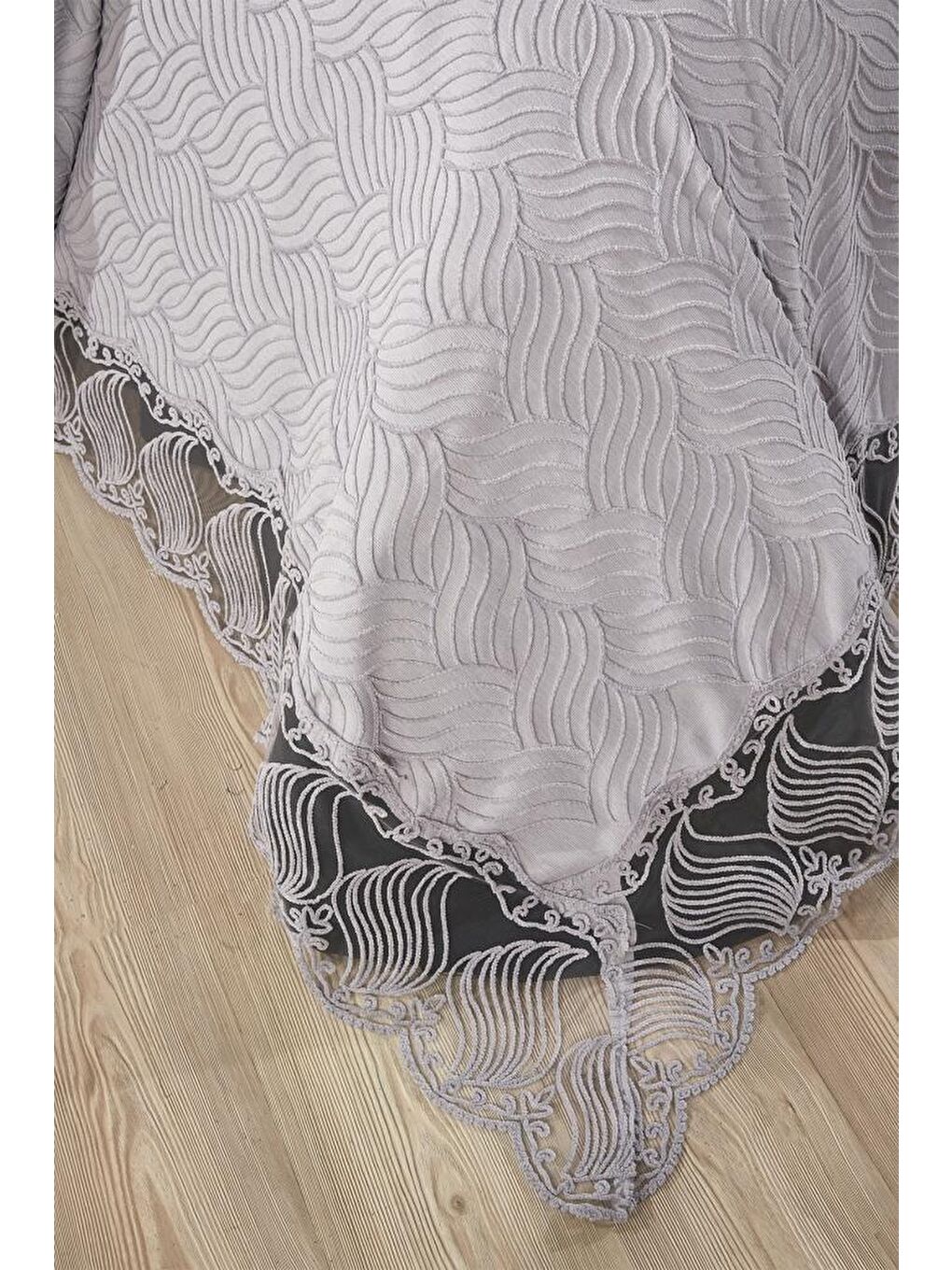 Karışık Anka 10 Parça Battaniyeli Çeyiz Seti Gri-3