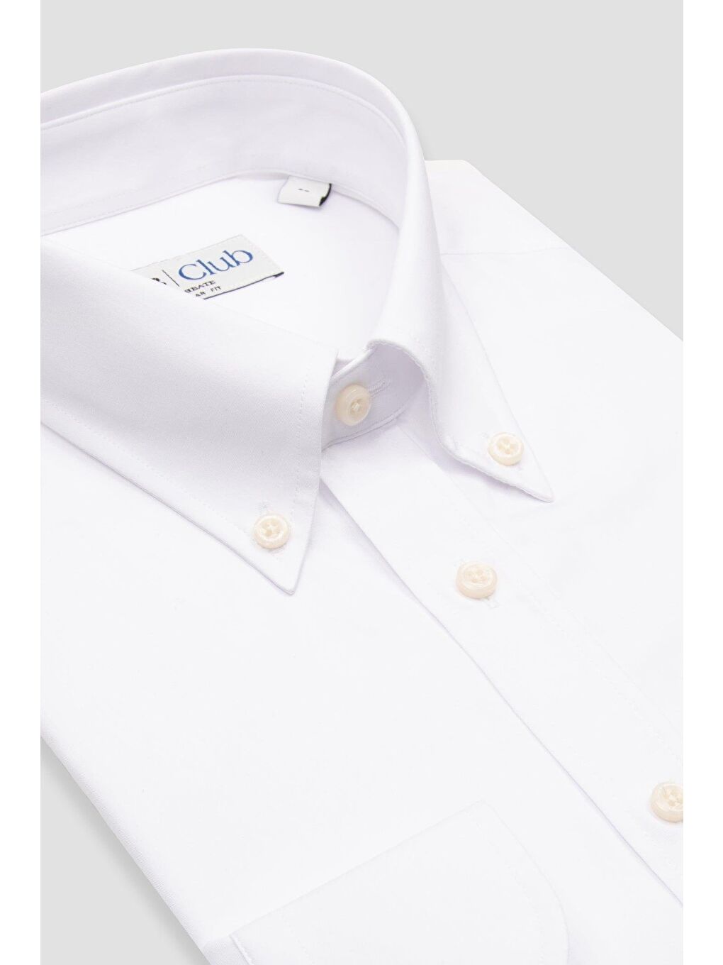 Bb Club Mike Poplin Pamuk Polyester Regular Fit Beyaz Düğmeli Yaka Erkek Düz Gömlek-1