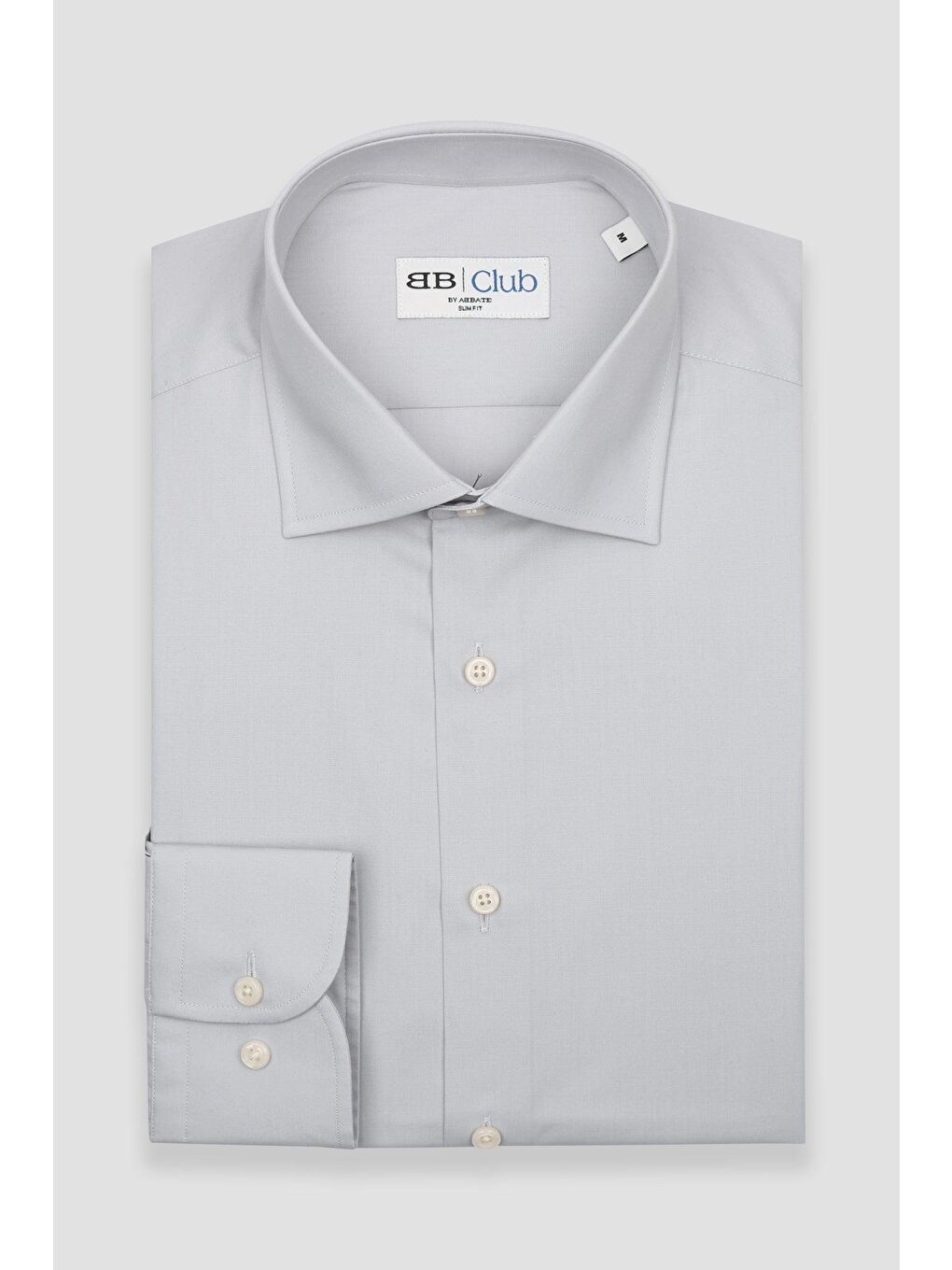 Bb Club Oscar Poplin Pamuk Polyester Slim Fit Açık Gri Klasik Yaka Erkek Düz Gömlek-4