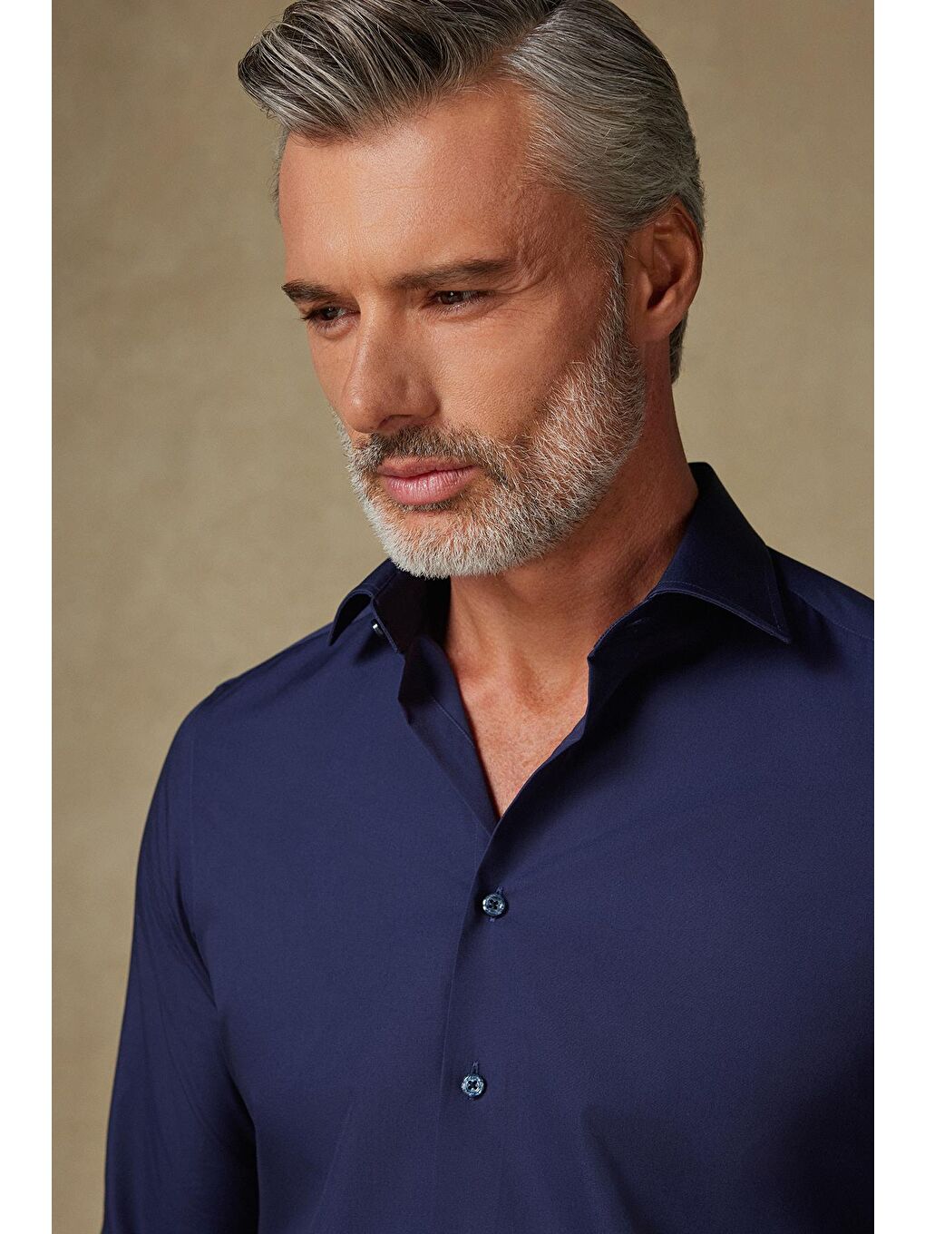 Bb Club Oscar Poplin Pamuk Polyester Slim Fit Lacivert Klasik Yaka Erkek Düz Gömlek-3