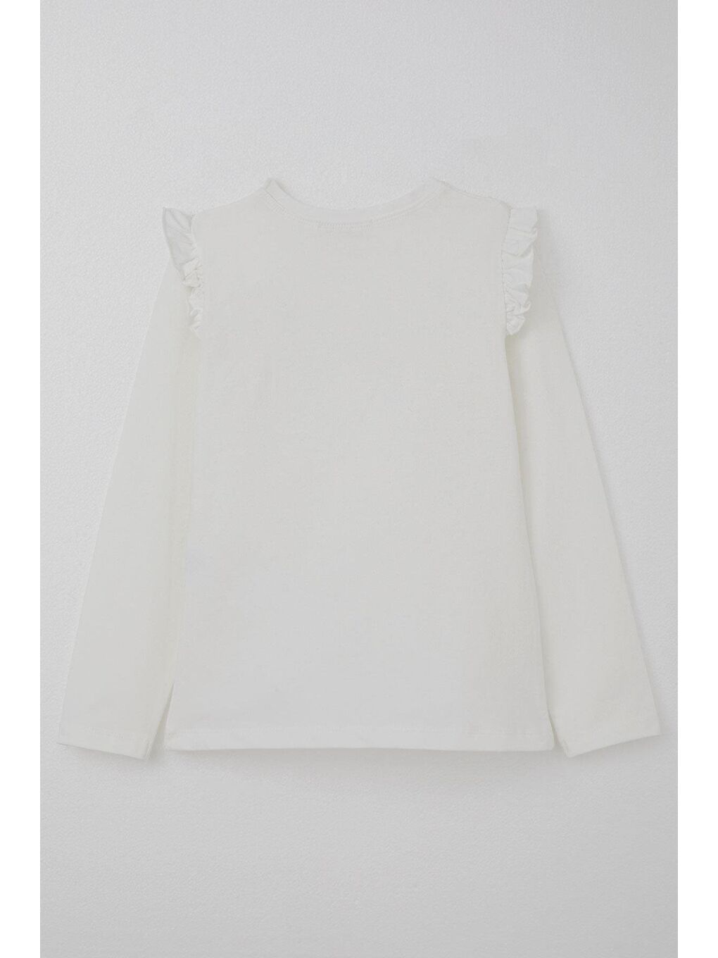 Kız Çocuk Uzun Kollu Tişört Işıltılı Taş İşleme Detaylı Ekru (4 Yaş)-4