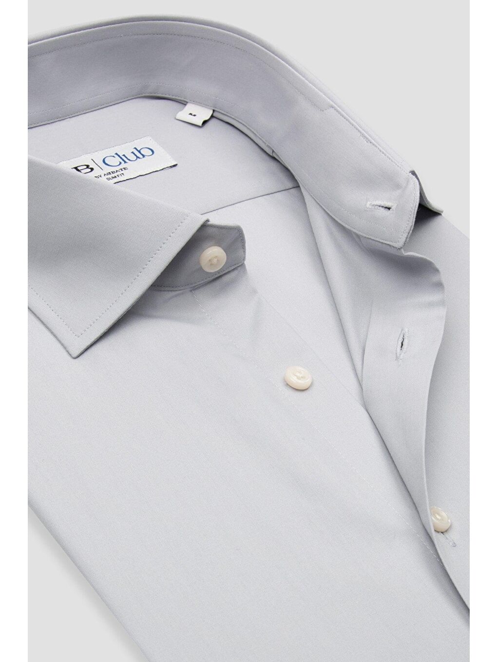 Bb Club Oscar Poplin Pamuk Polyester Slim Fit Açık Gri Klasik Yaka Erkek Düz Gömlek-5