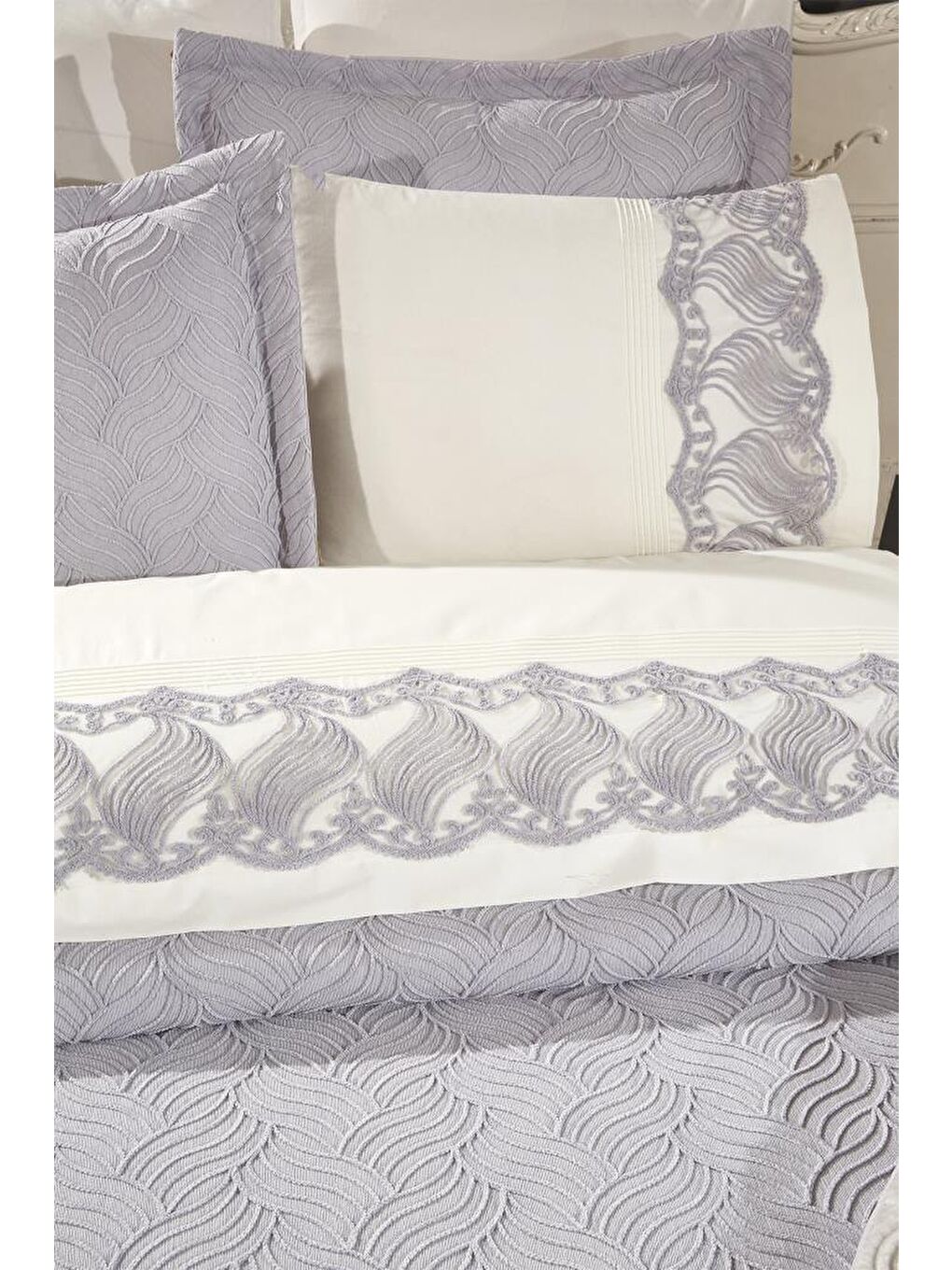 Karışık Anka 10 Parça Battaniyeli Çeyiz Seti Gri-7